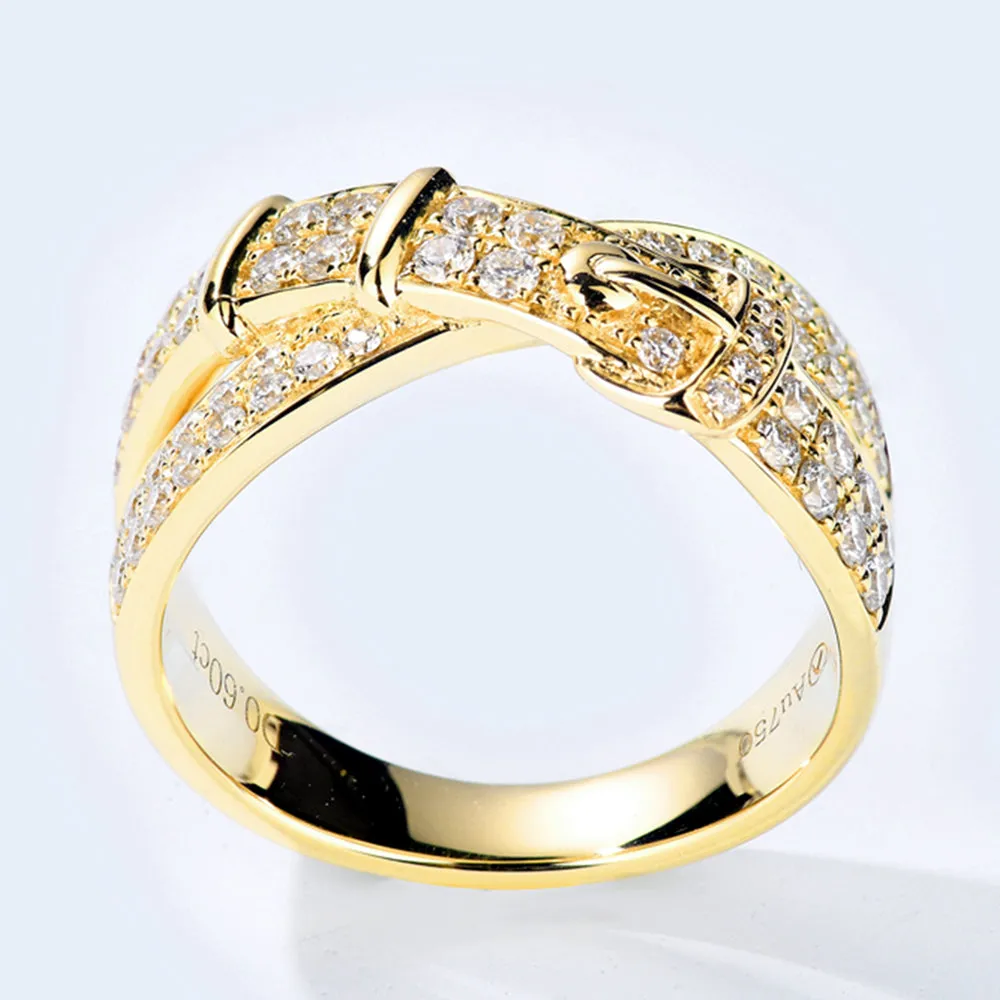 Pave Diamond Belt Buckle Ring