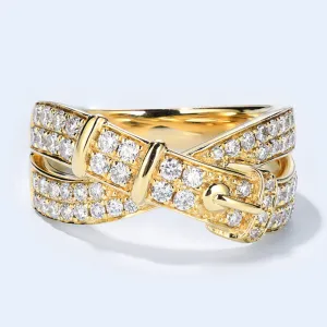 Pave Diamond Belt Buckle Ring