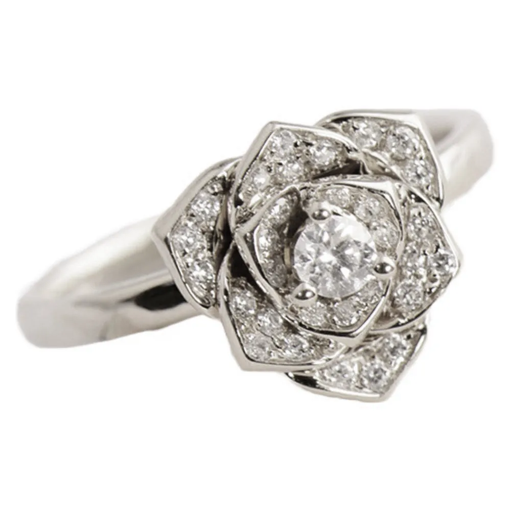 Pave Diamond Rose Flower Ring