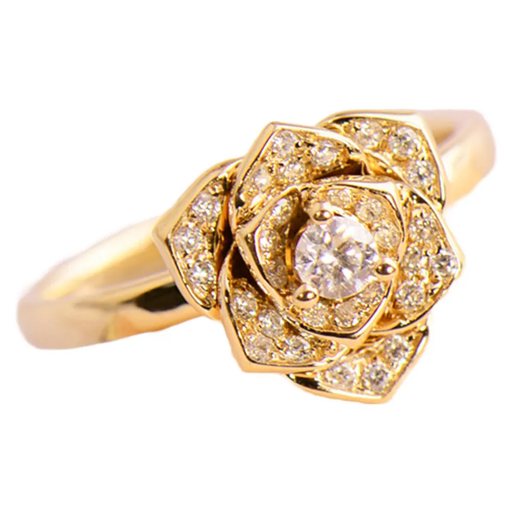 Pave Diamond Rose Flower Ring
