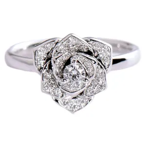 Pave Diamond Rose Flower Ring
