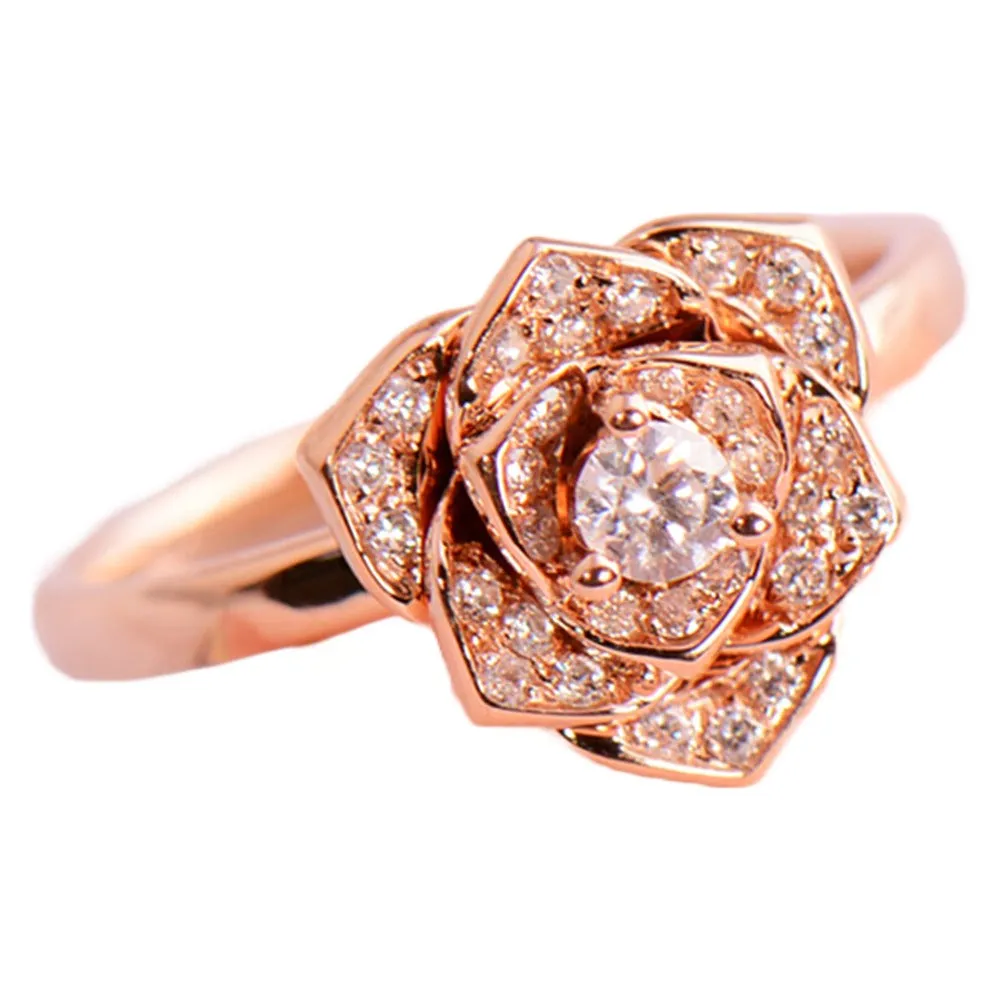 Pave Diamond Rose Flower Ring