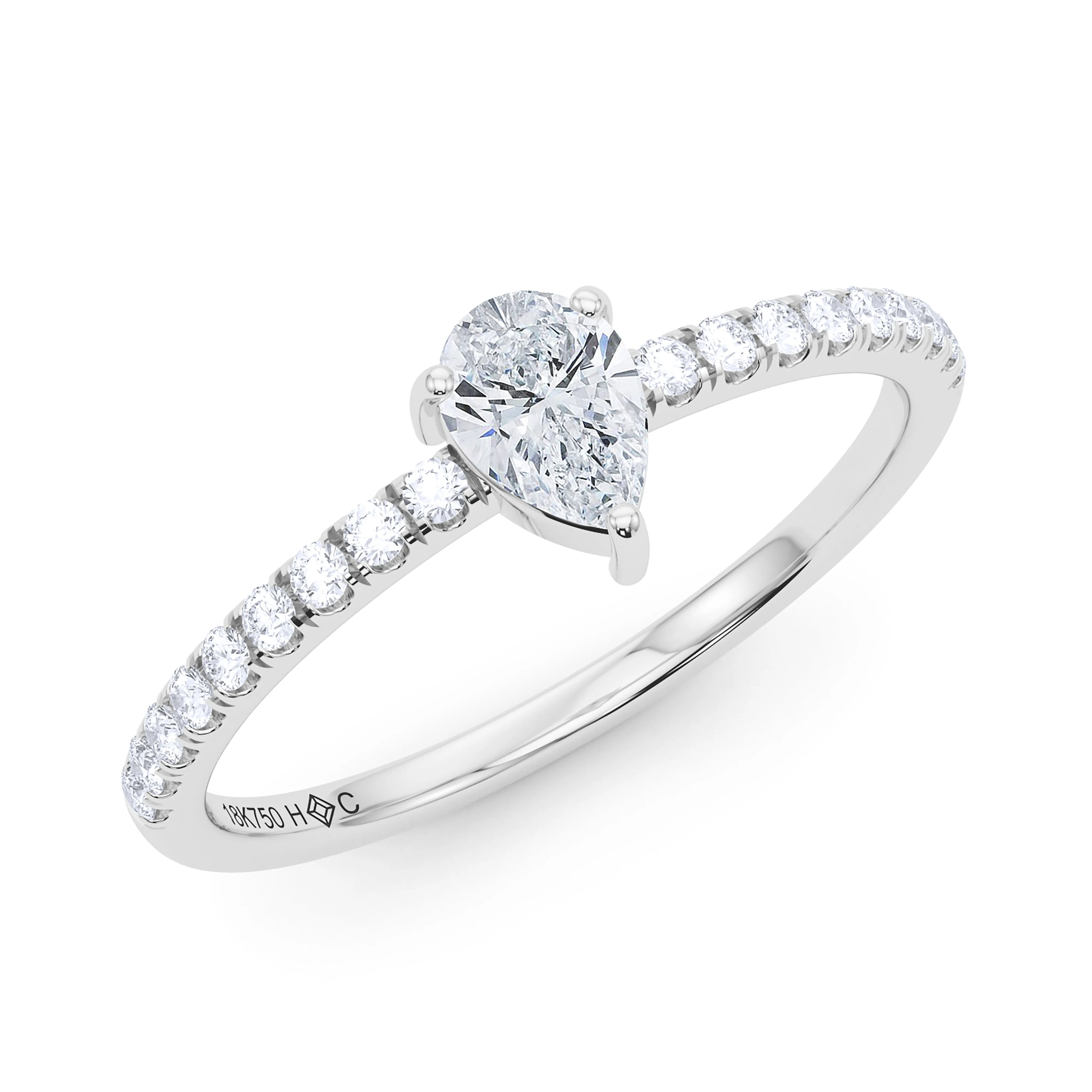 Pear Birthstone and Pave Lab Grown Diamond Ring