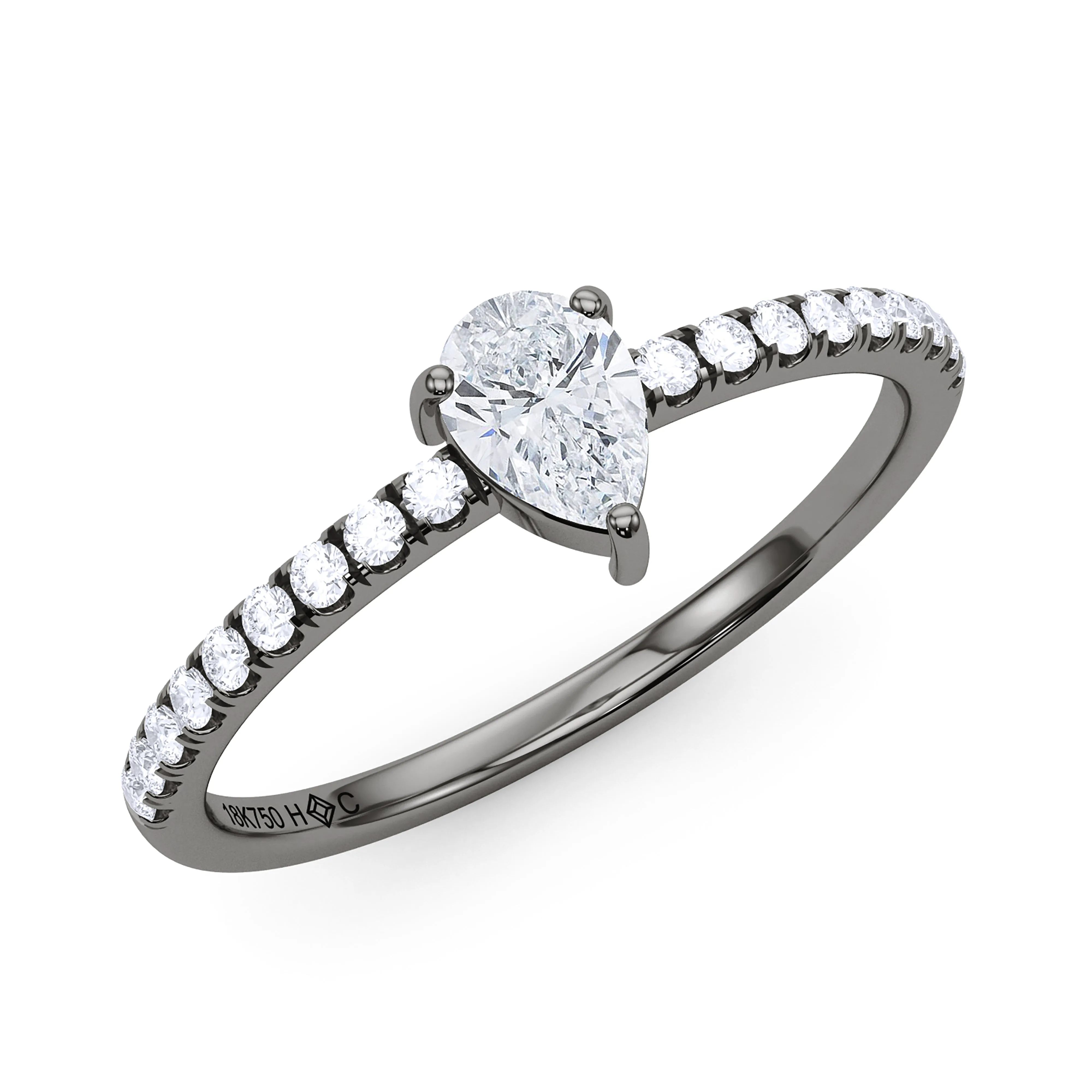Pear Birthstone and Pave Lab Grown Diamond Ring