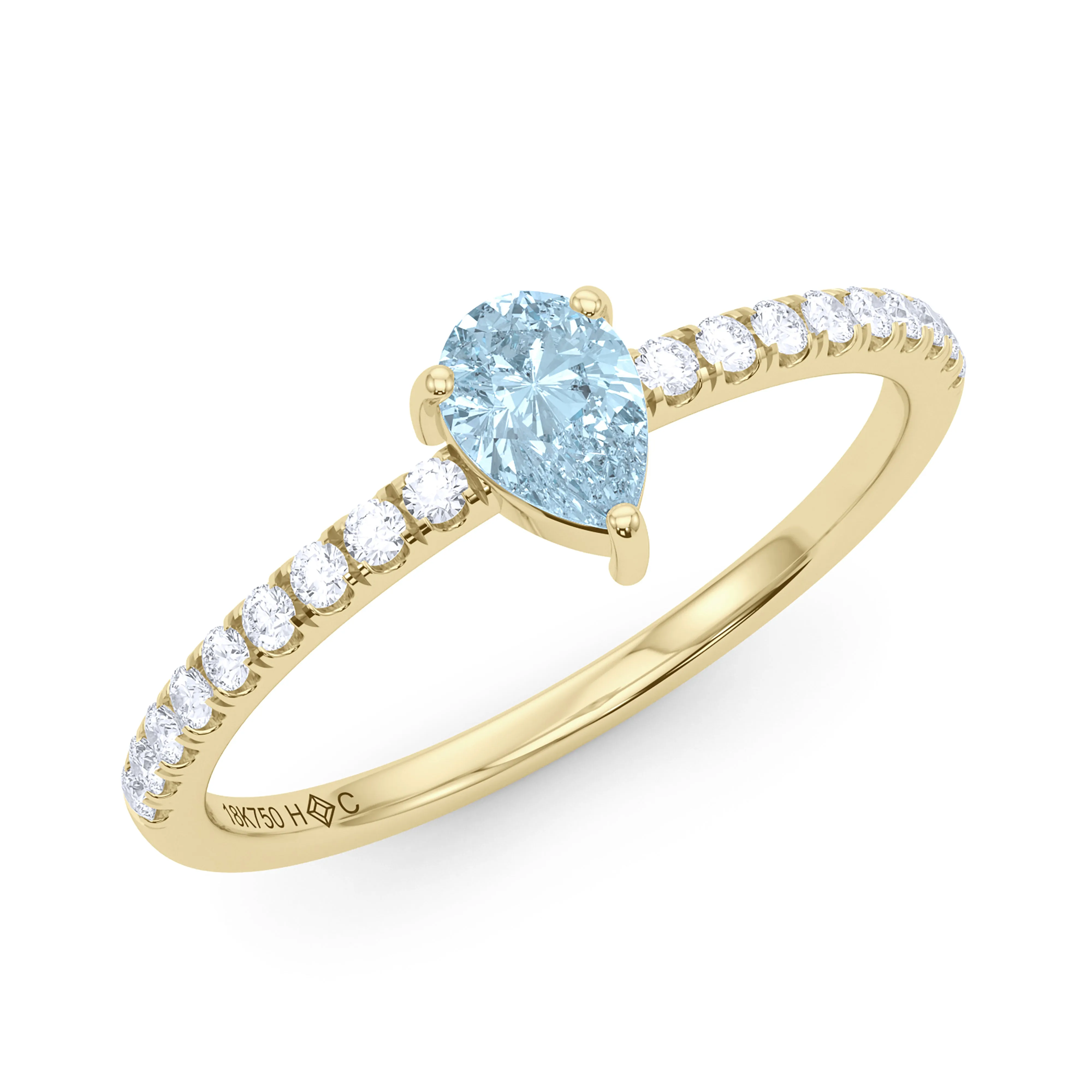 Pear Birthstone and Pave Lab Grown Diamond Ring