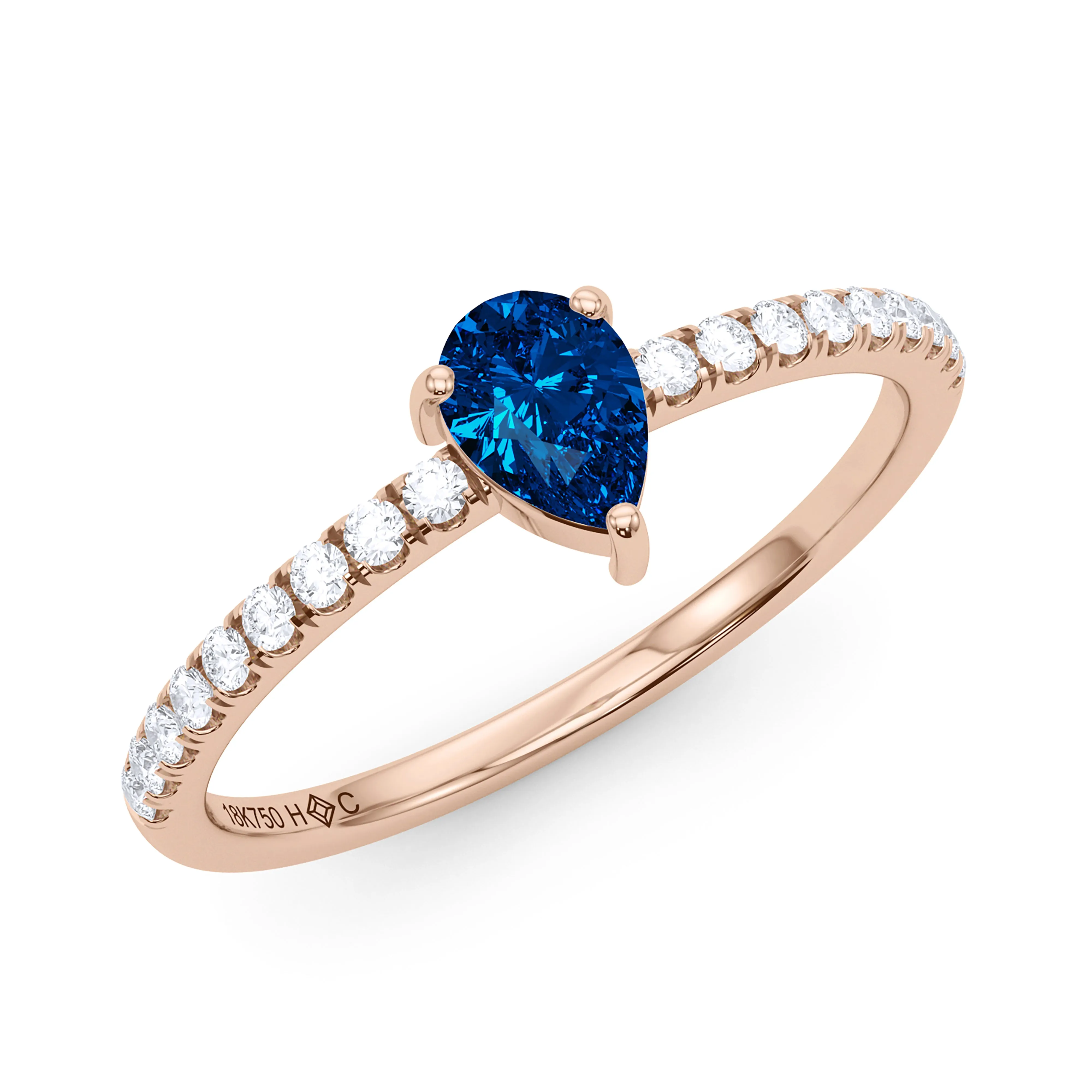 Pear Birthstone and Pave Lab Grown Diamond Ring