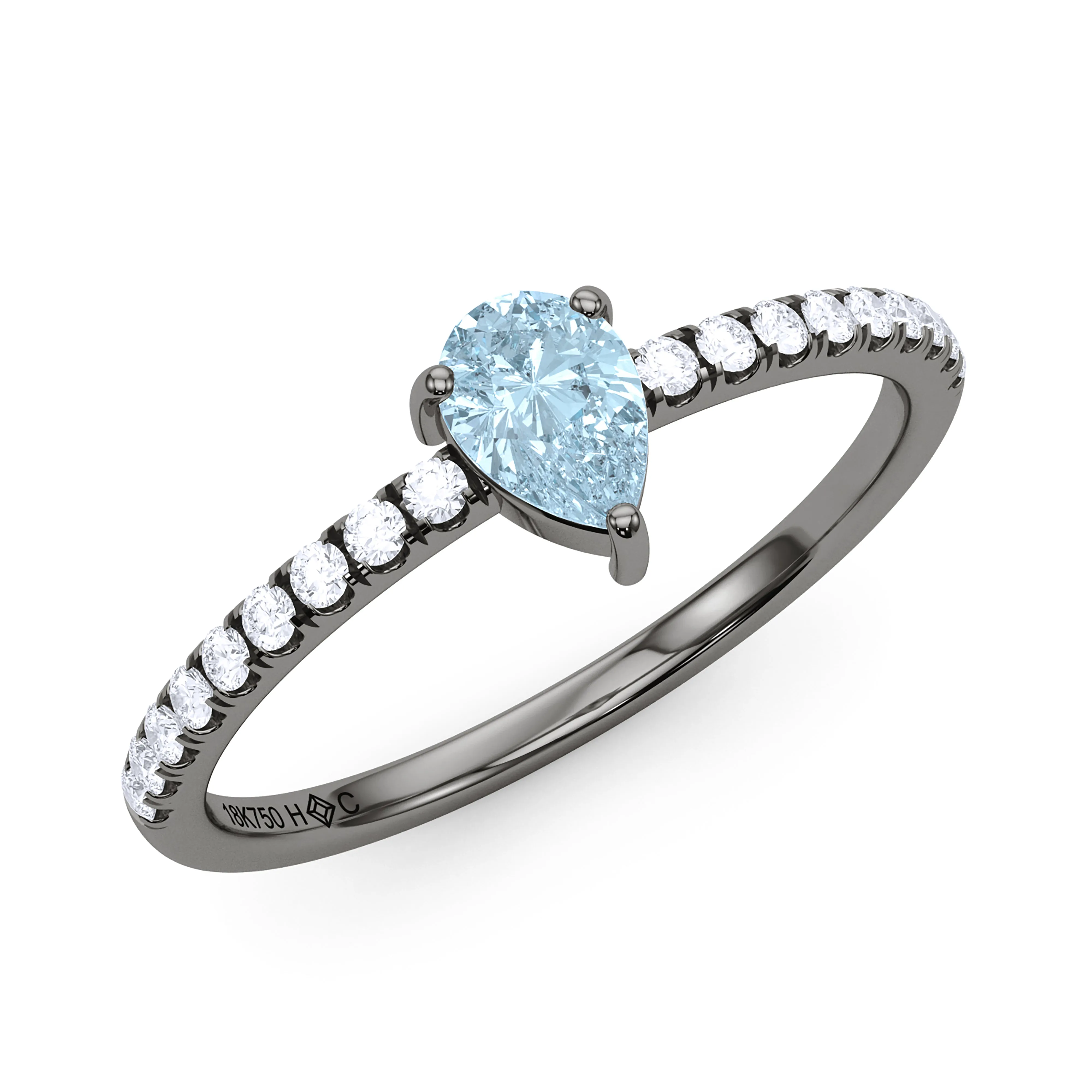Pear Birthstone and Pave Lab Grown Diamond Ring