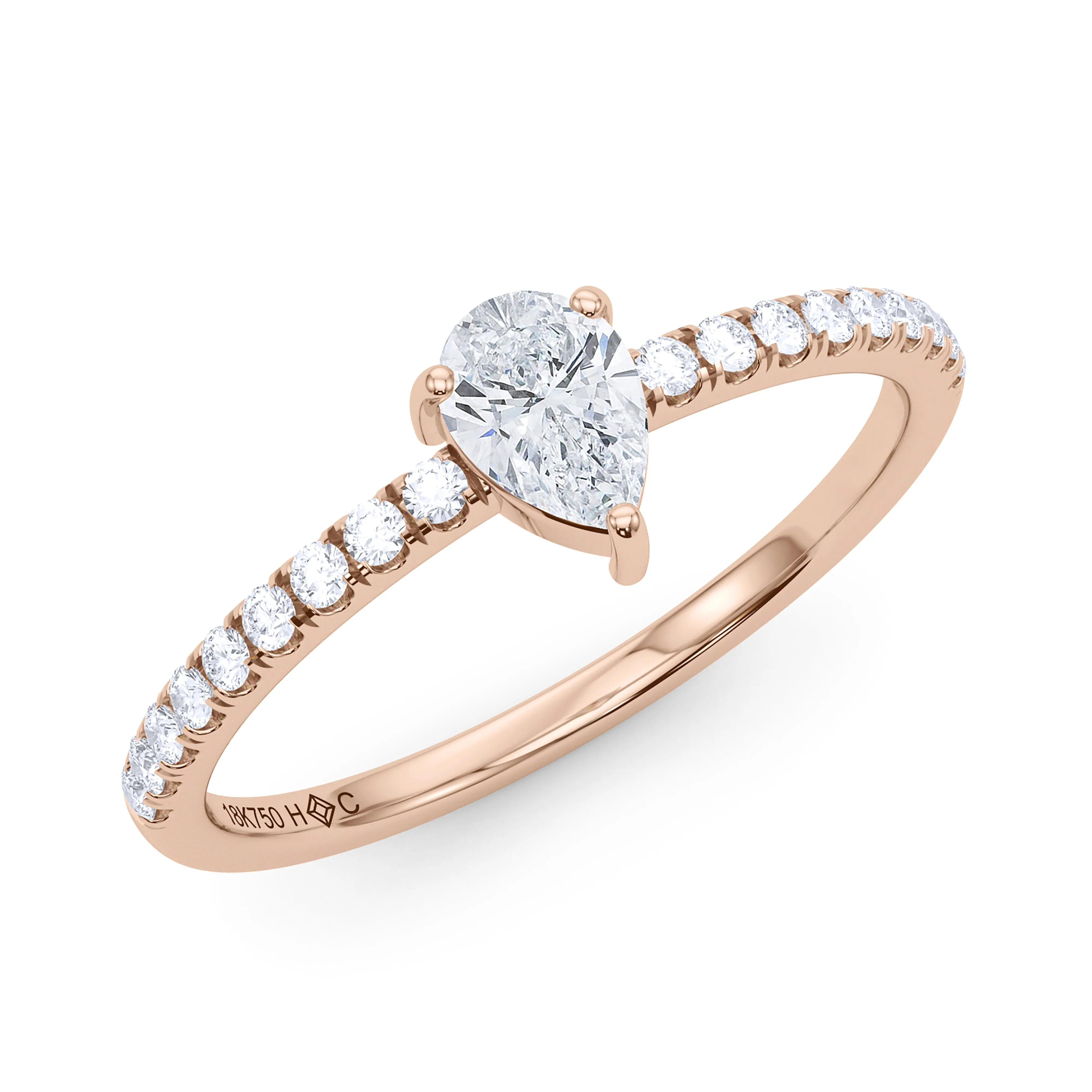 Pear Birthstone and Pave Lab Grown Diamond Ring