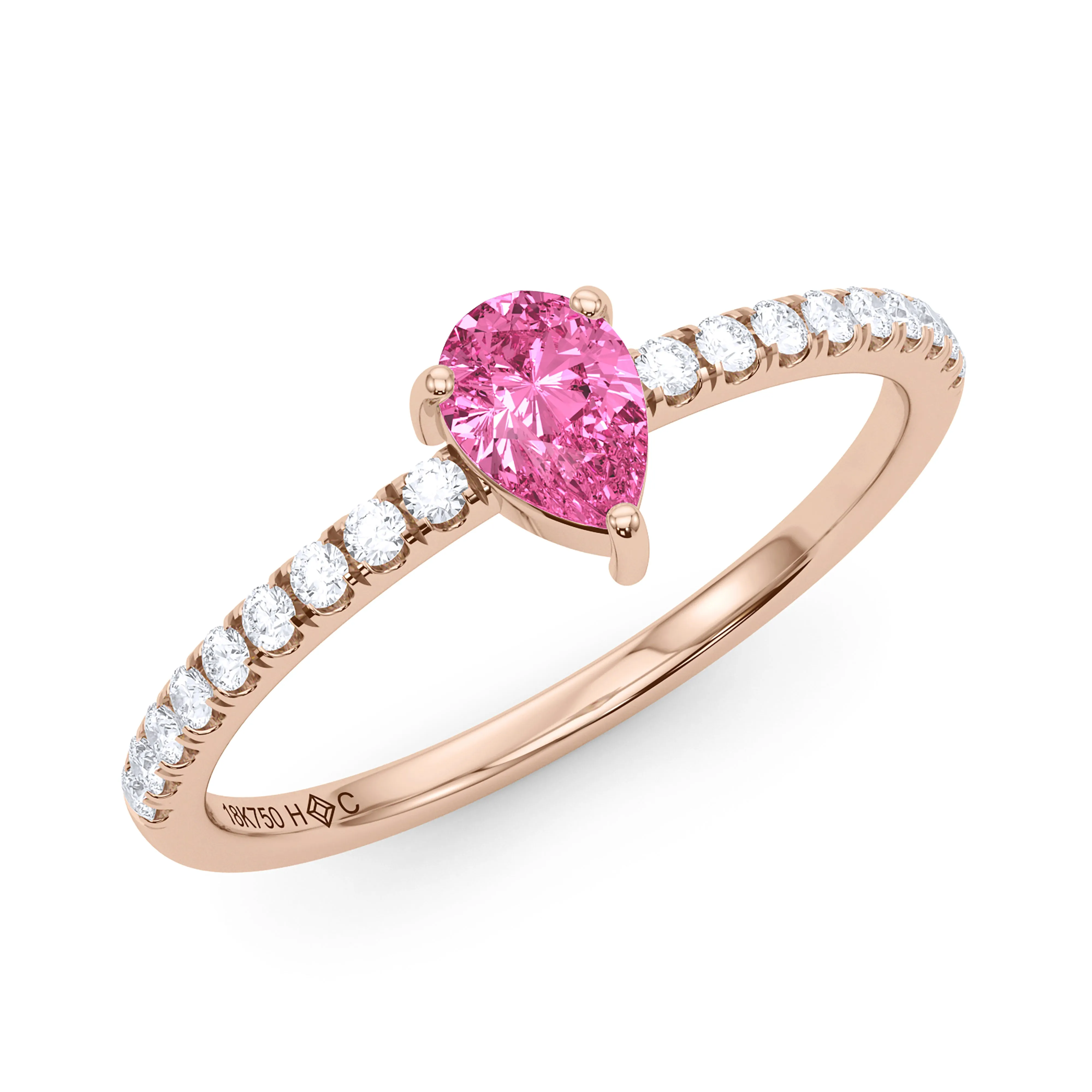Pear Birthstone and Pave Lab Grown Diamond Ring