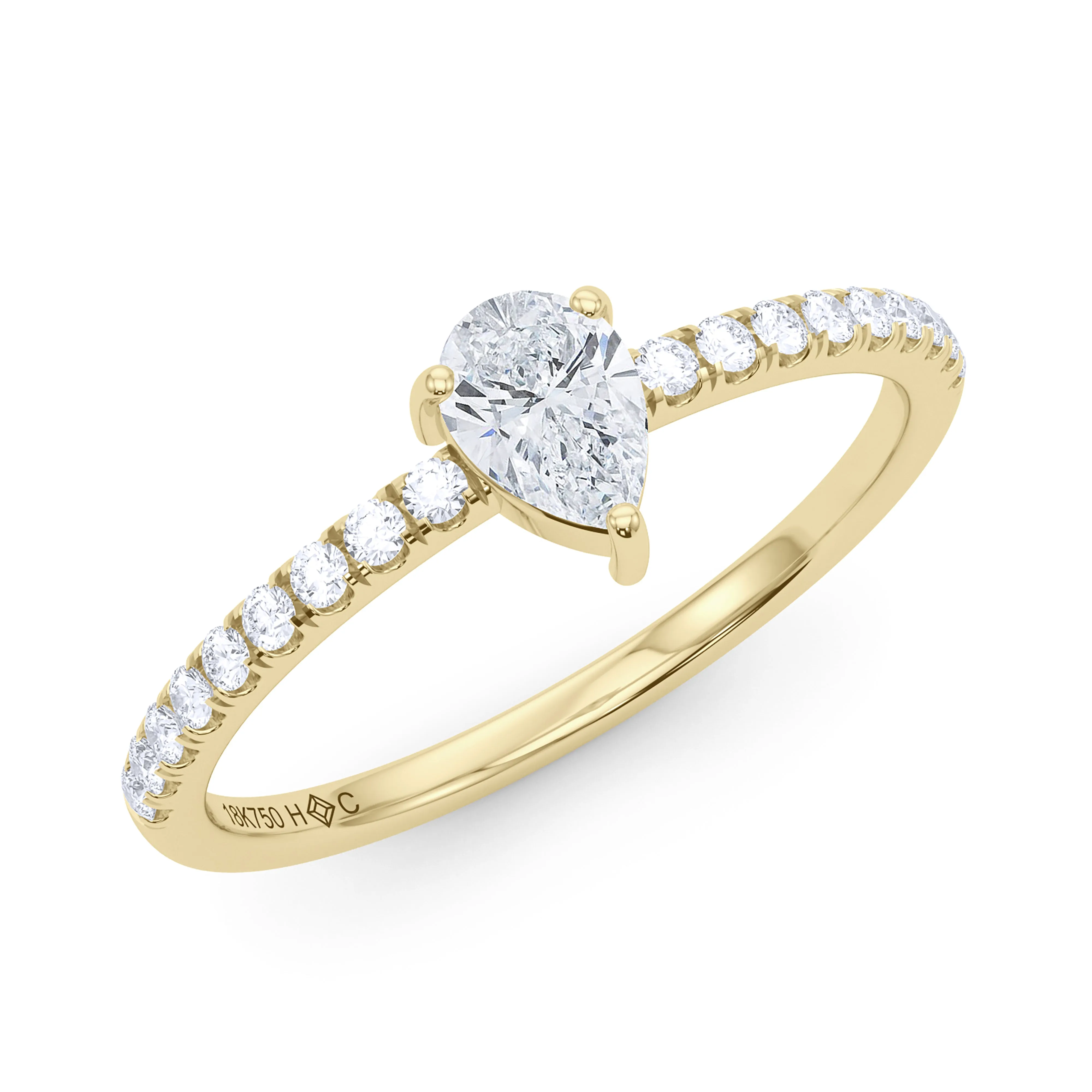 Pear Birthstone and Pave Lab Grown Diamond Ring