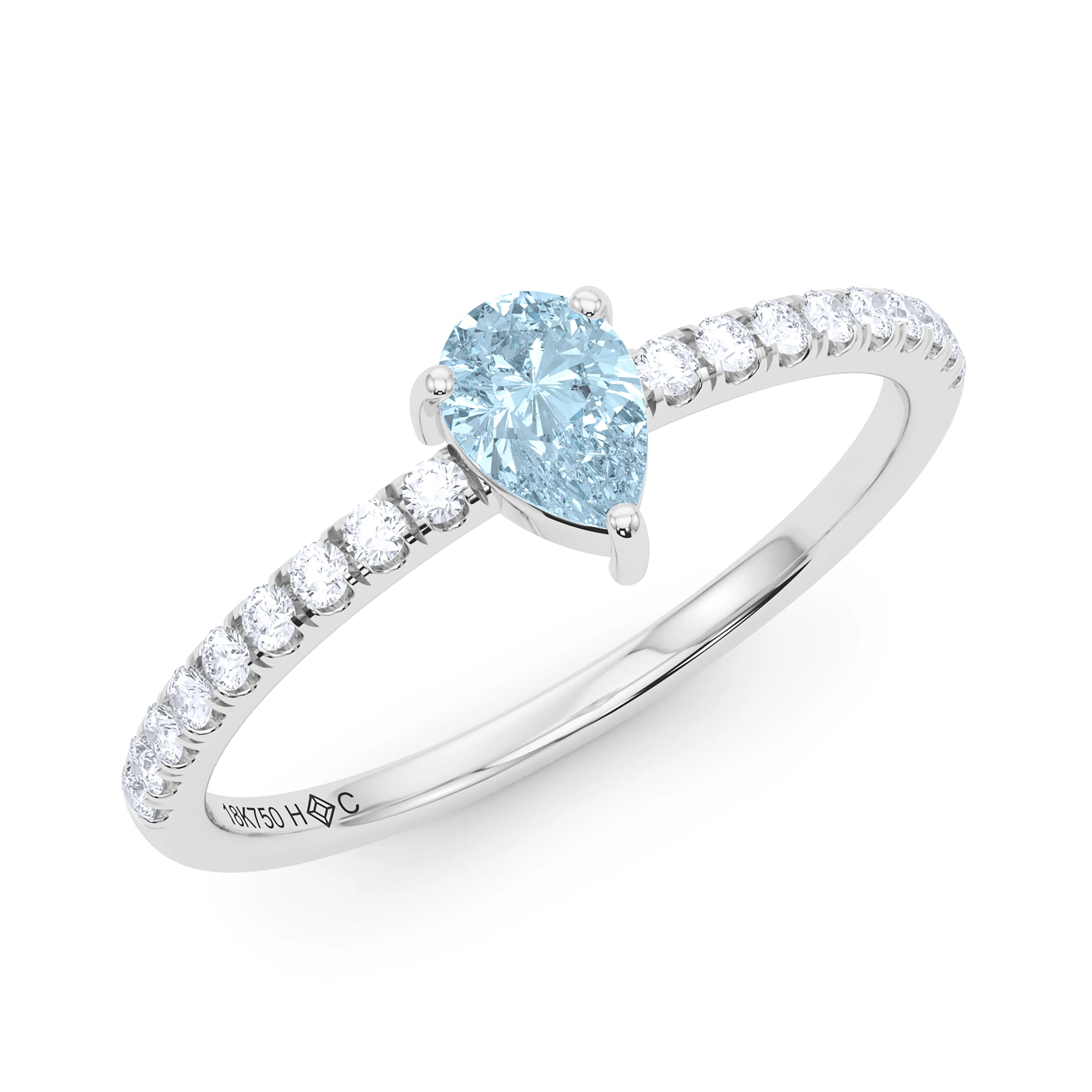 Pear Birthstone and Pave Lab Grown Diamond Ring