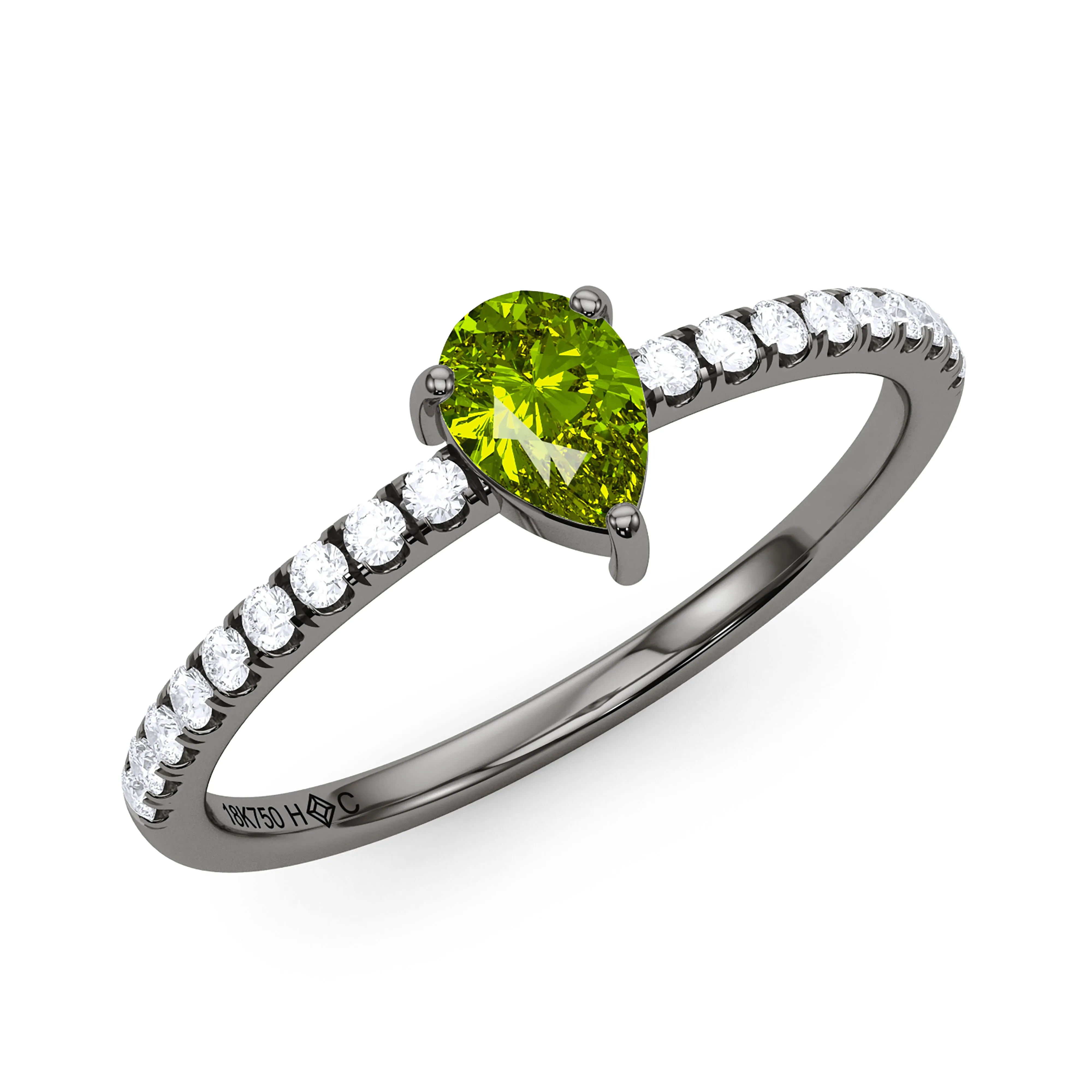 Pear Birthstone and Pave Lab Grown Diamond Ring