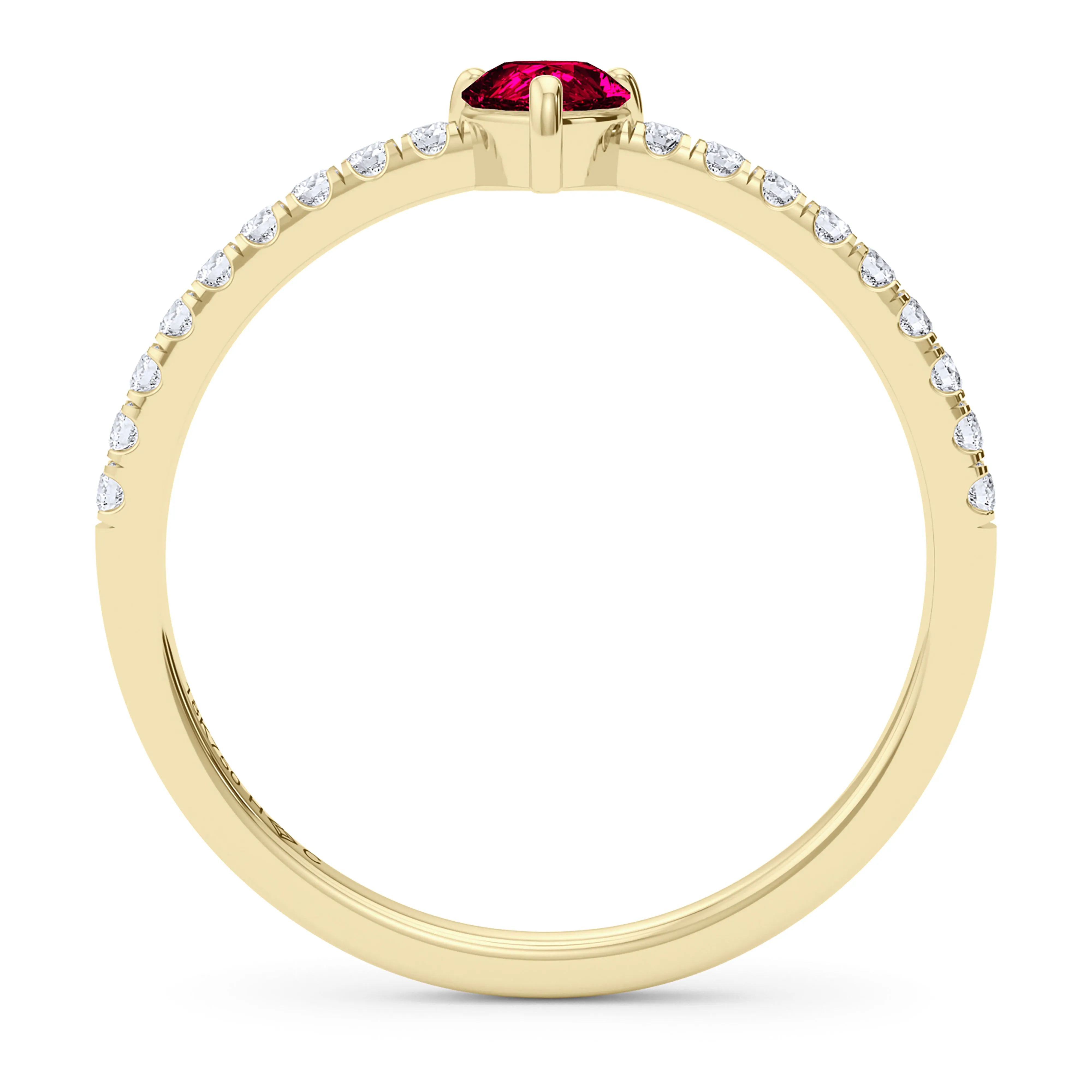 Pear Birthstone and Pave Lab Grown Diamond Ring