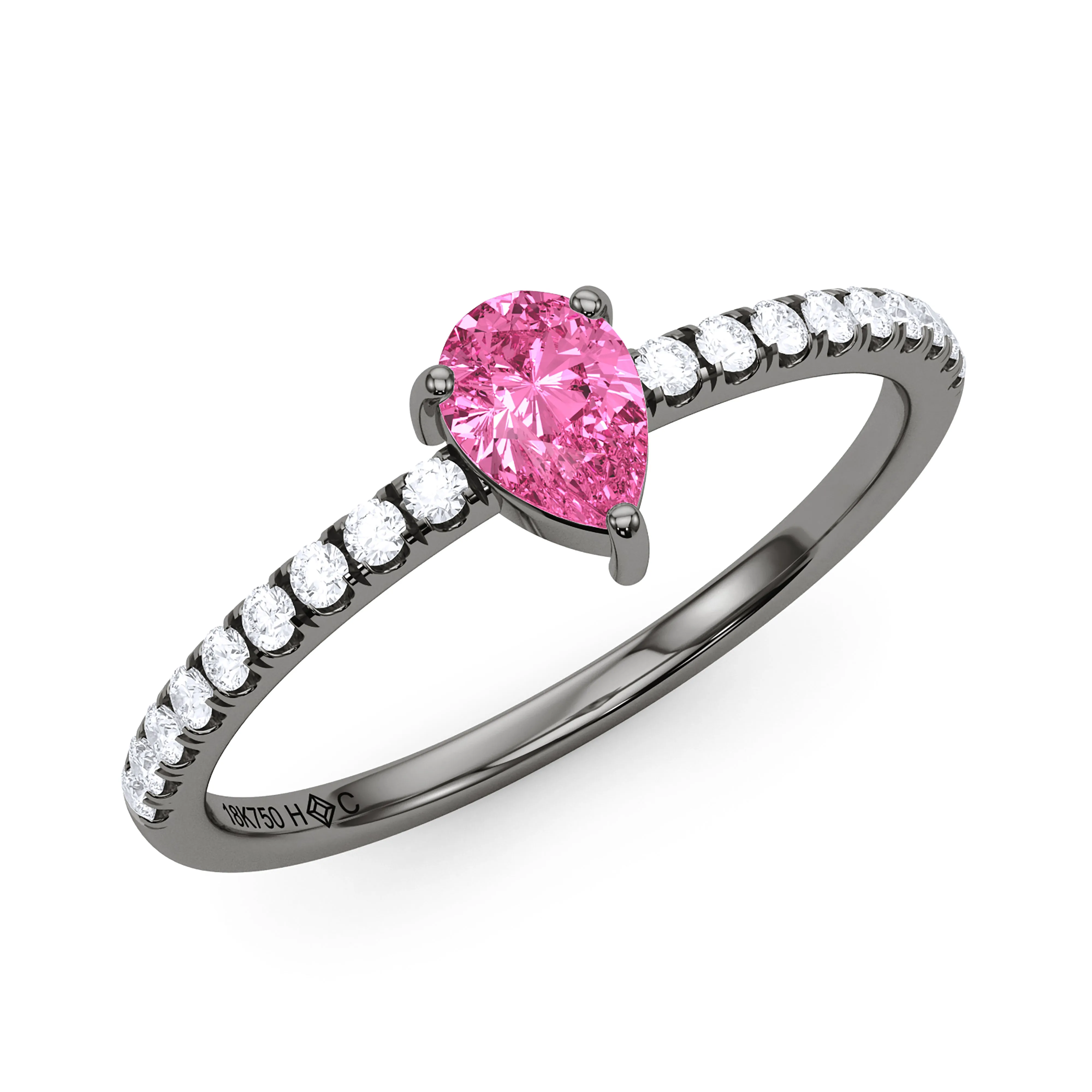Pear Birthstone and Pave Lab Grown Diamond Ring