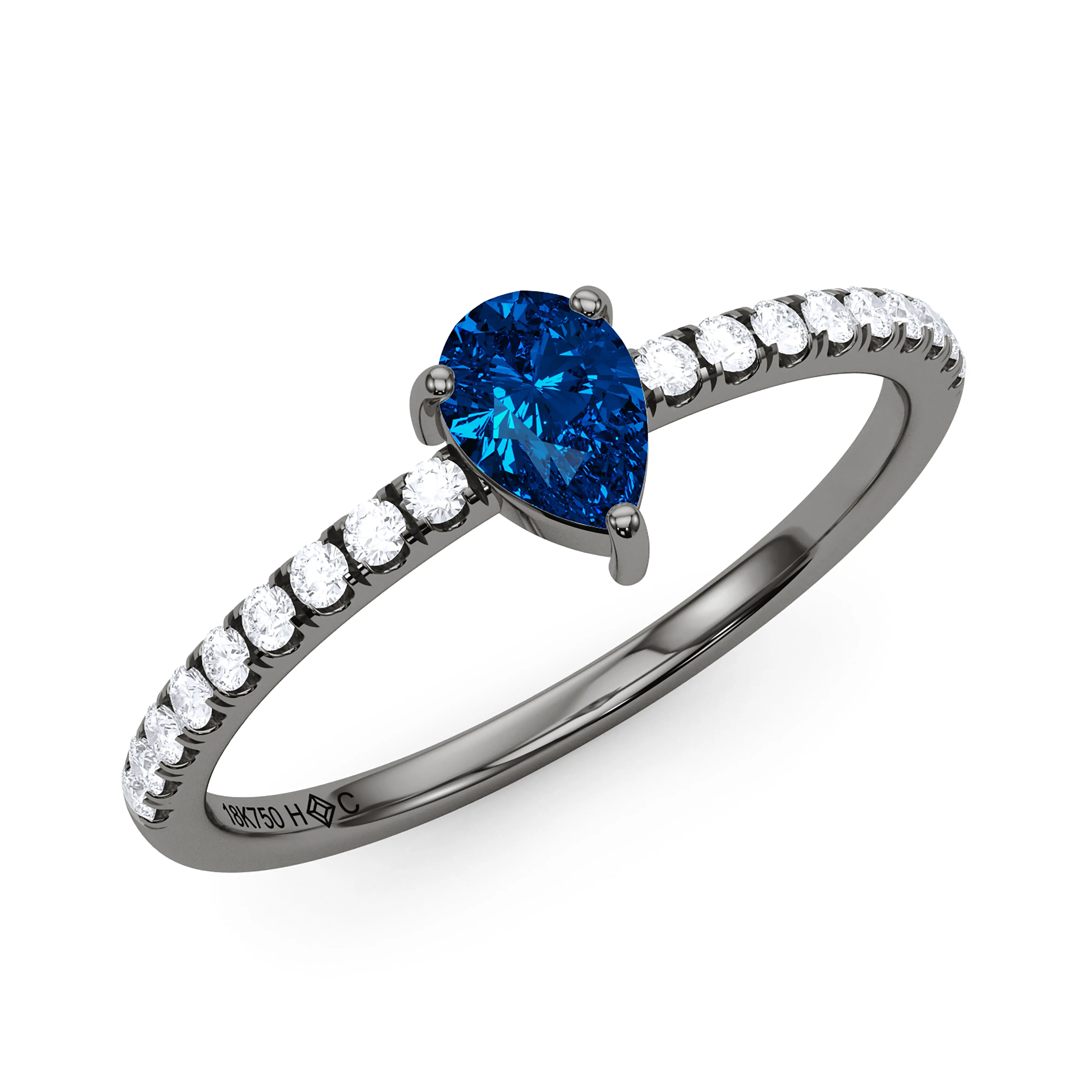 Pear Birthstone and Pave Lab Grown Diamond Ring
