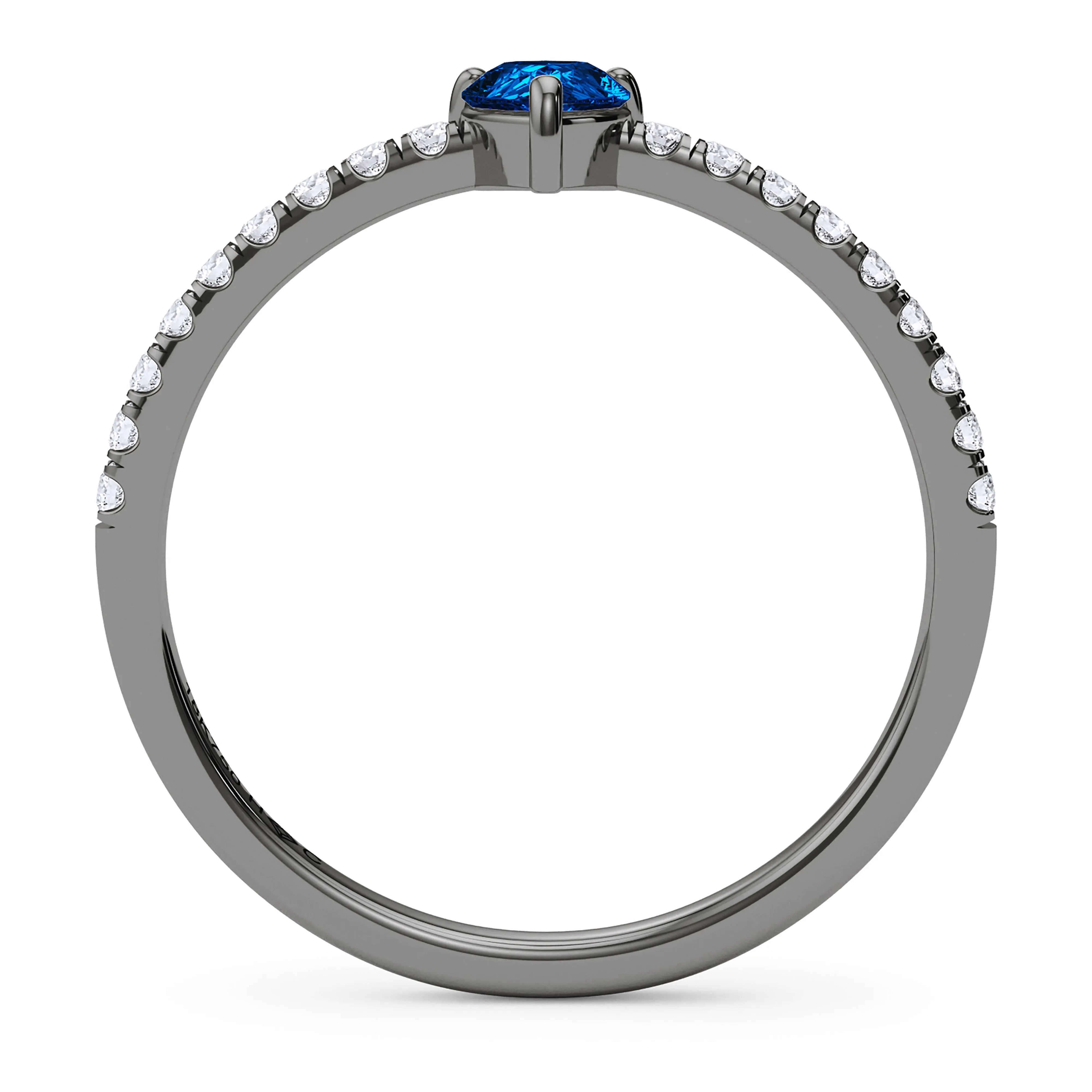 Pear Birthstone and Pave Lab Grown Diamond Ring