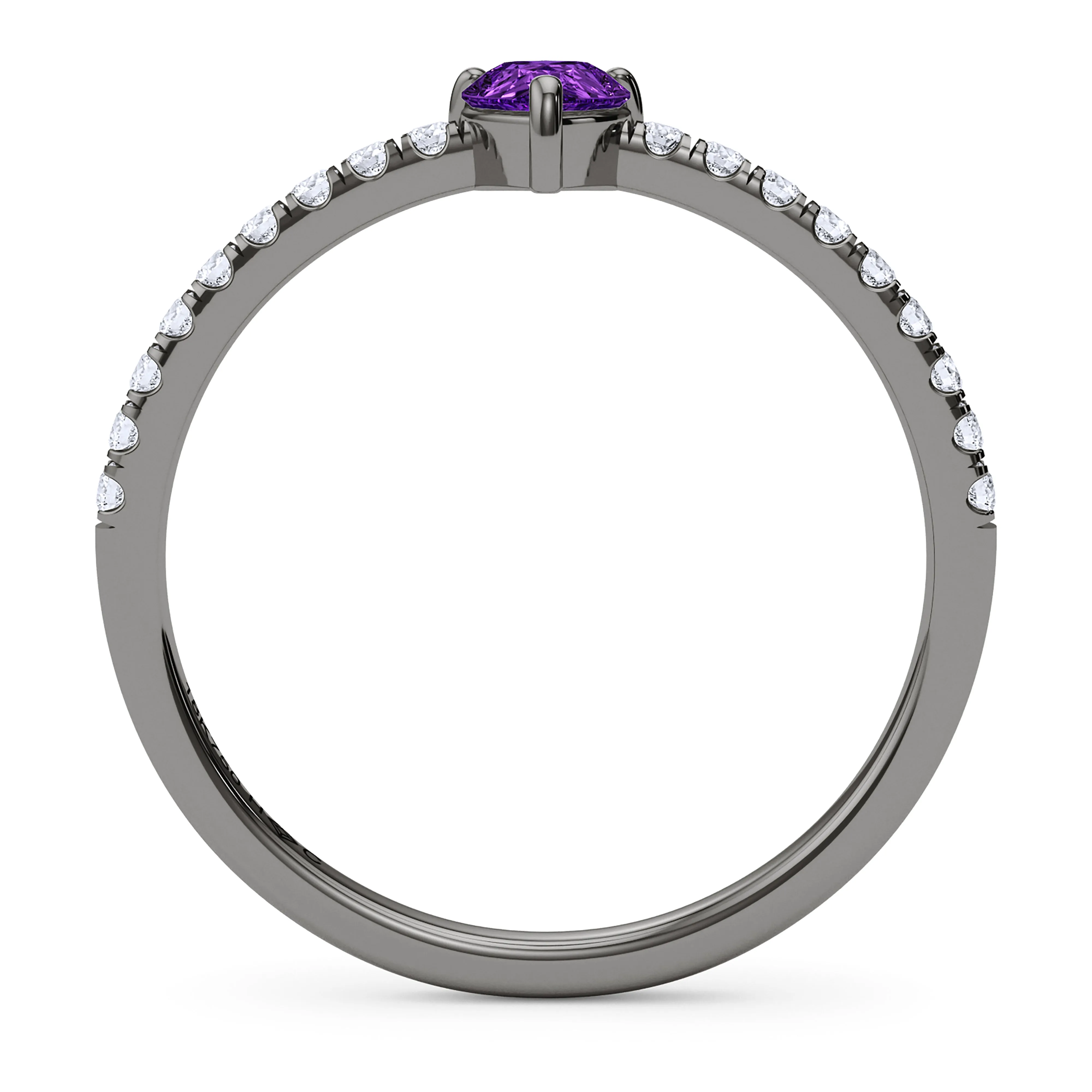 Pear Birthstone and Pave Lab Grown Diamond Ring