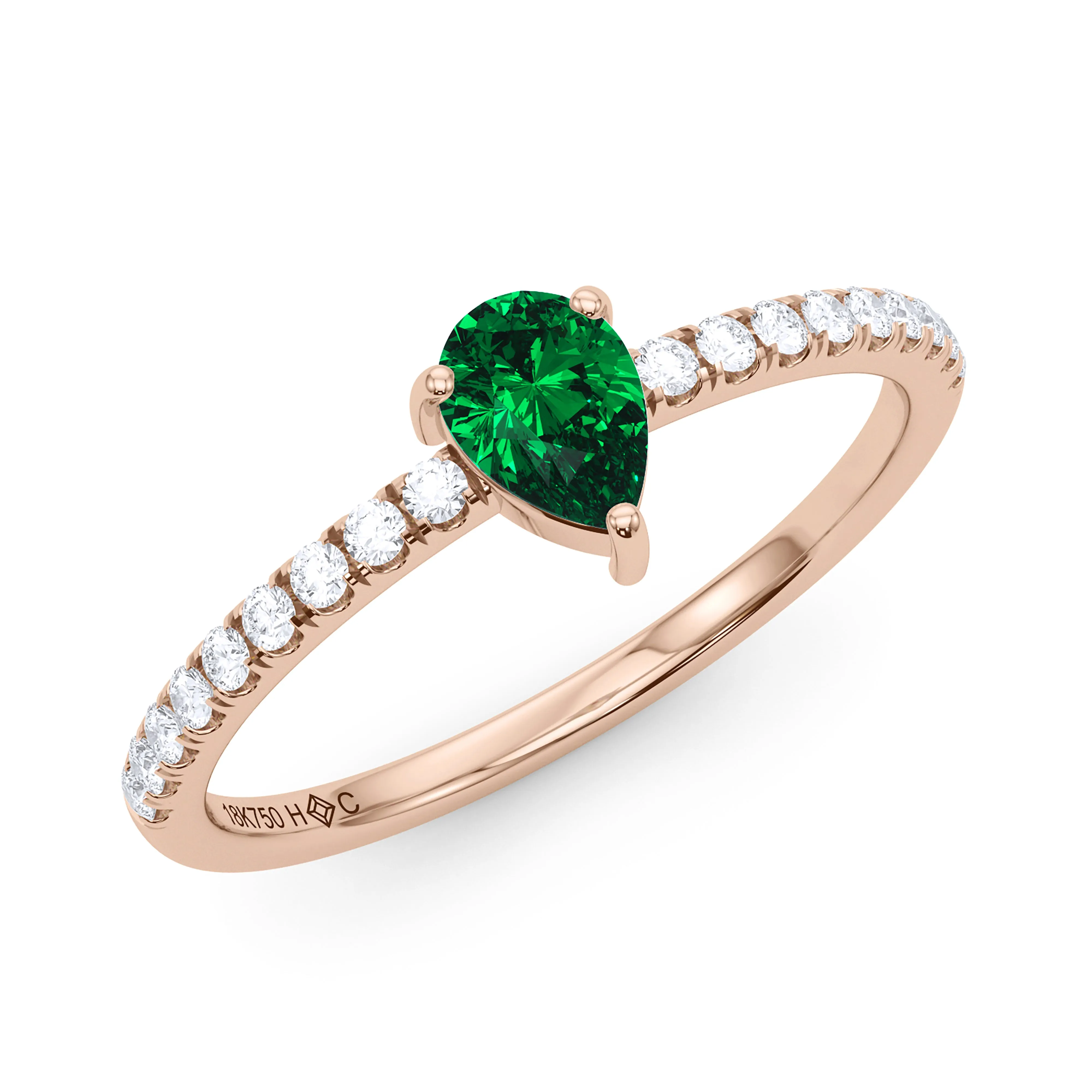Pear Birthstone and Pave Lab Grown Diamond Ring