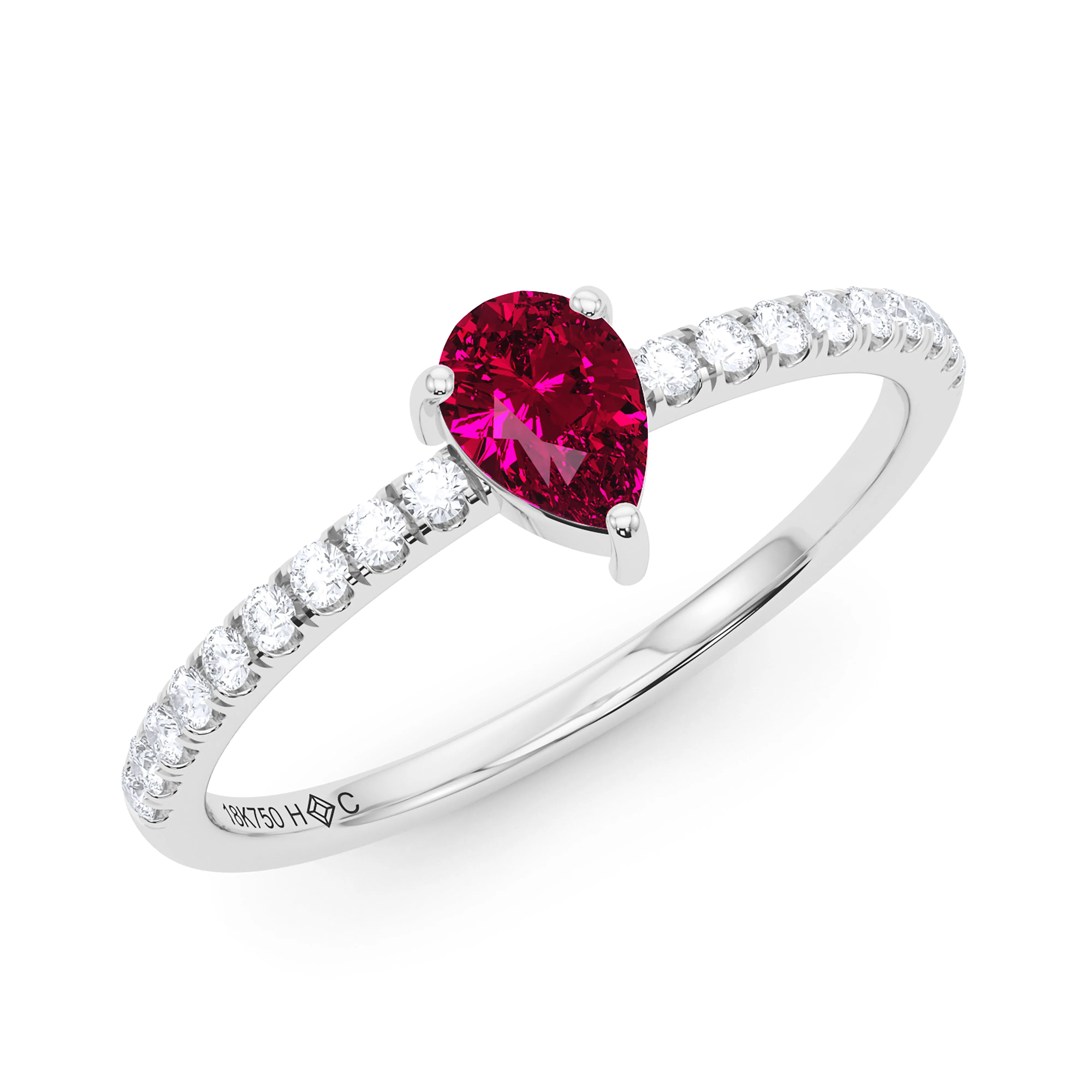 Pear Birthstone and Pave Lab Grown Diamond Ring