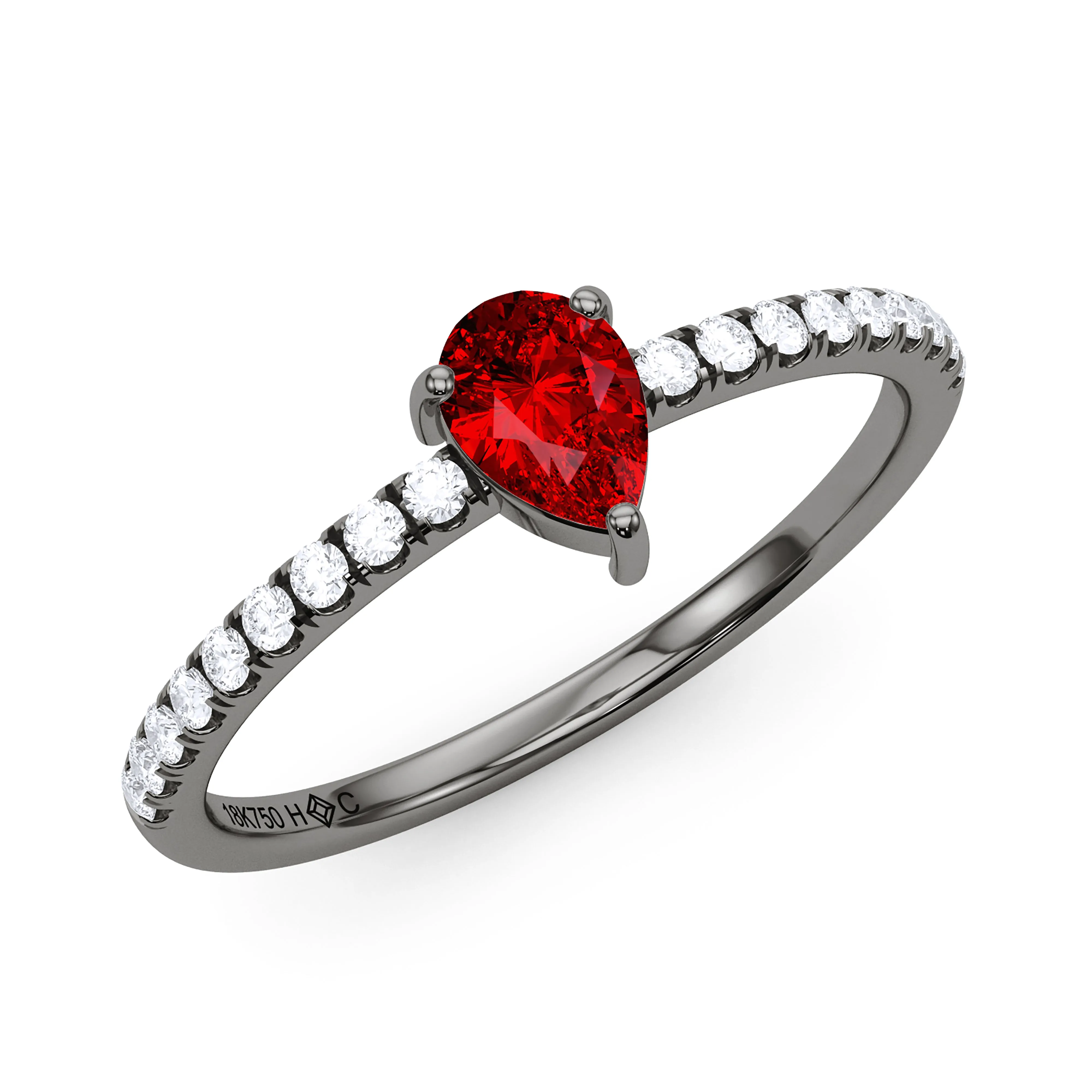 Pear Birthstone and Pave Lab Grown Diamond Ring