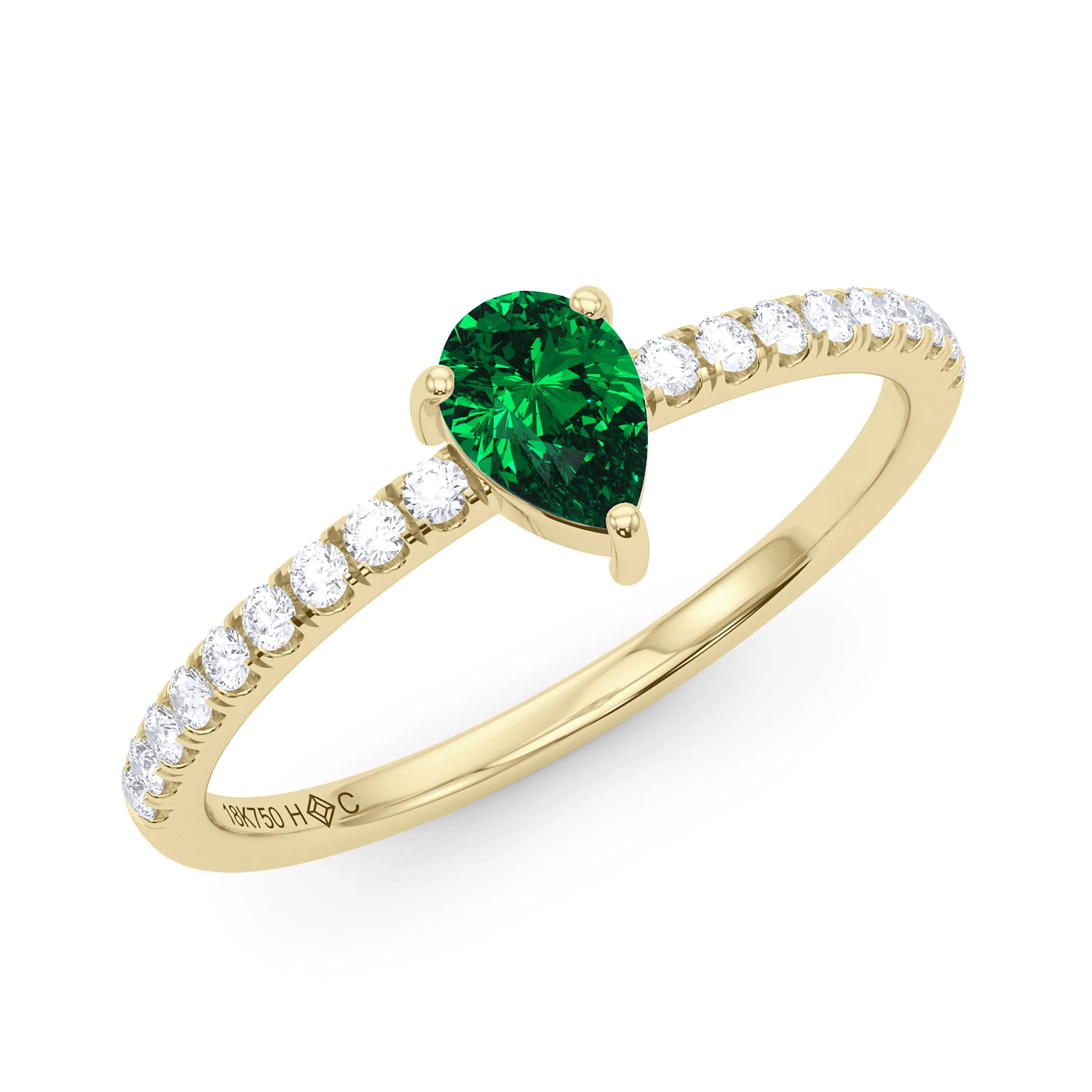 Pear Birthstone and Pave Lab Grown Diamond Ring