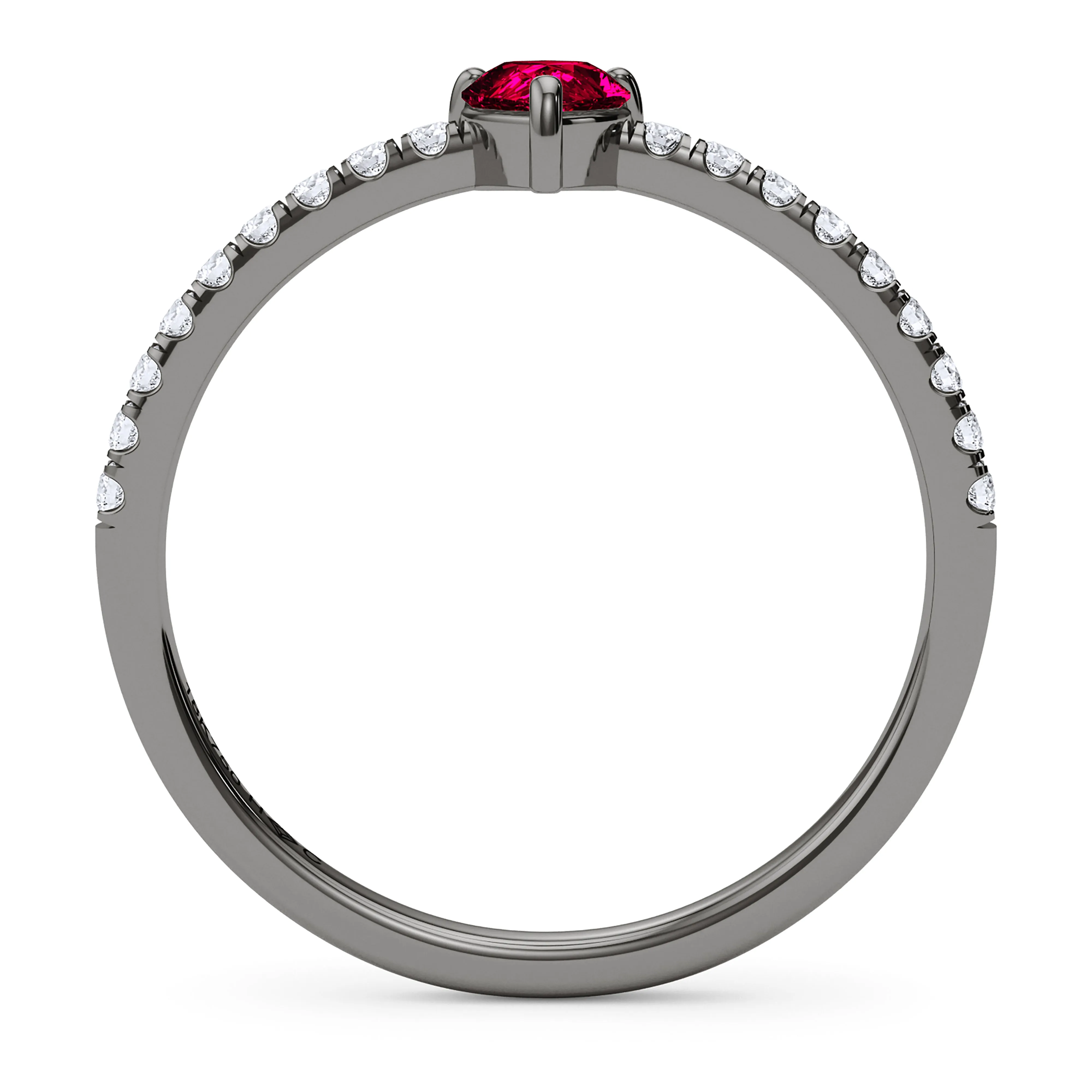 Pear Birthstone and Pave Lab Grown Diamond Ring