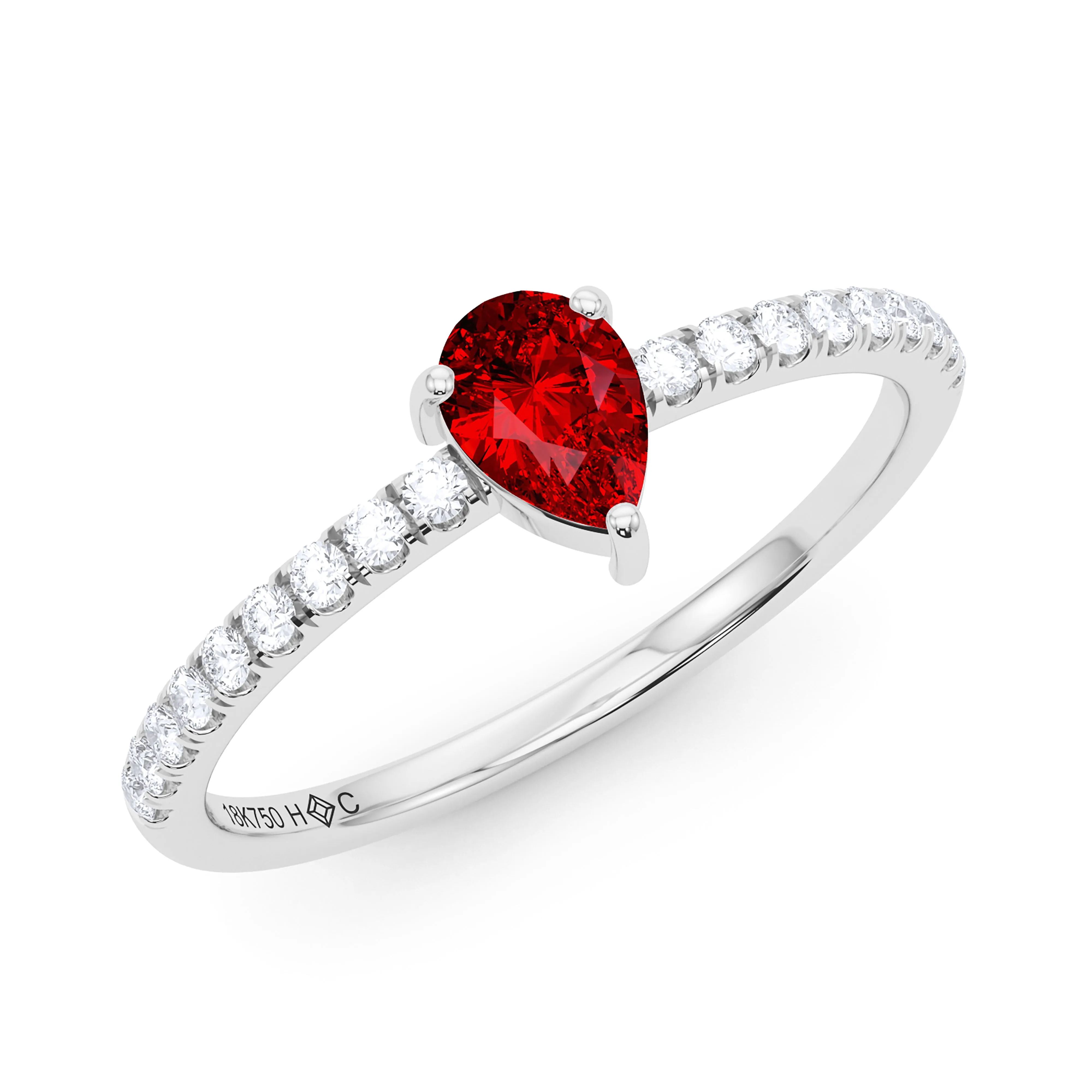 Pear Birthstone and Pave Lab Grown Diamond Ring