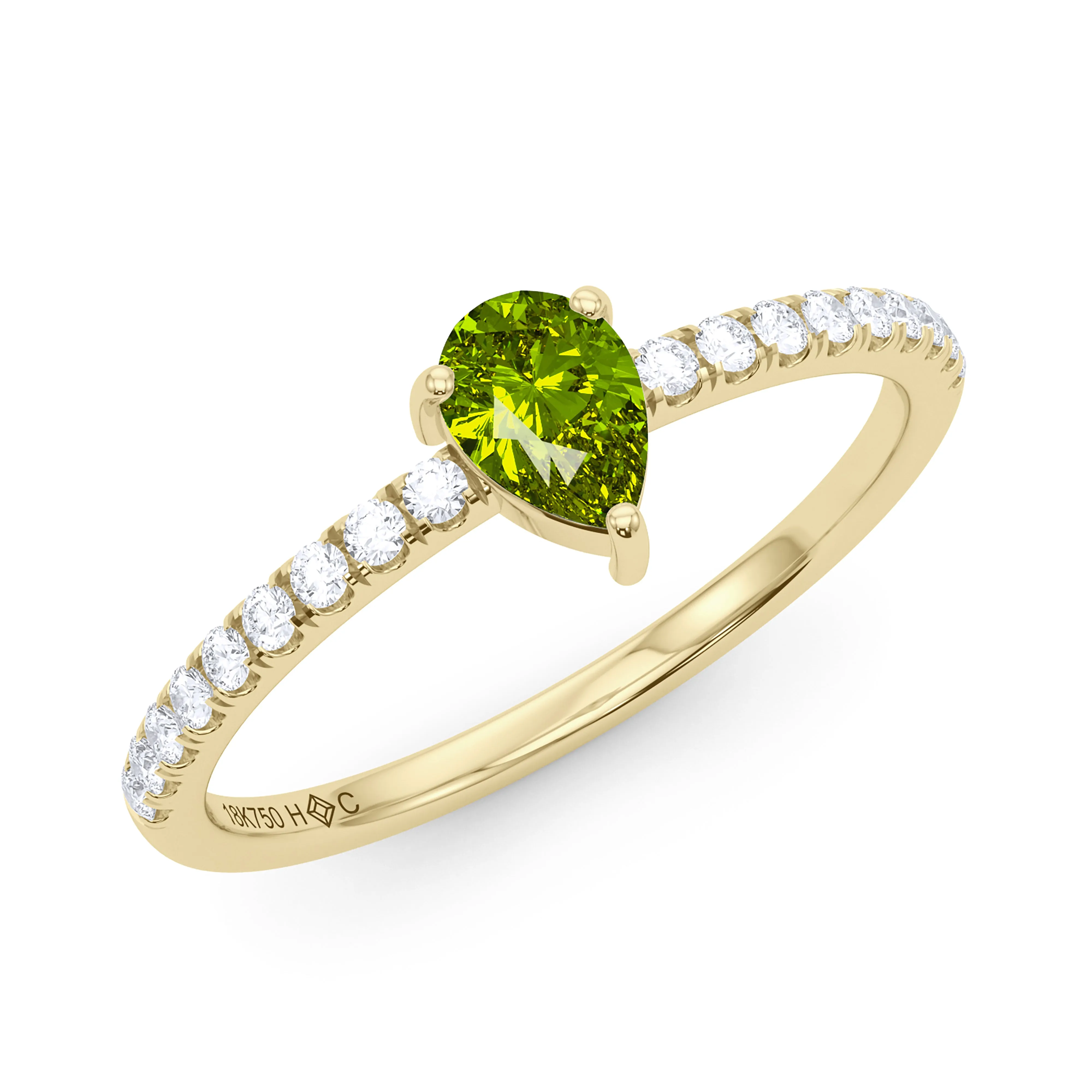 Pear Birthstone and Pave Lab Grown Diamond Ring