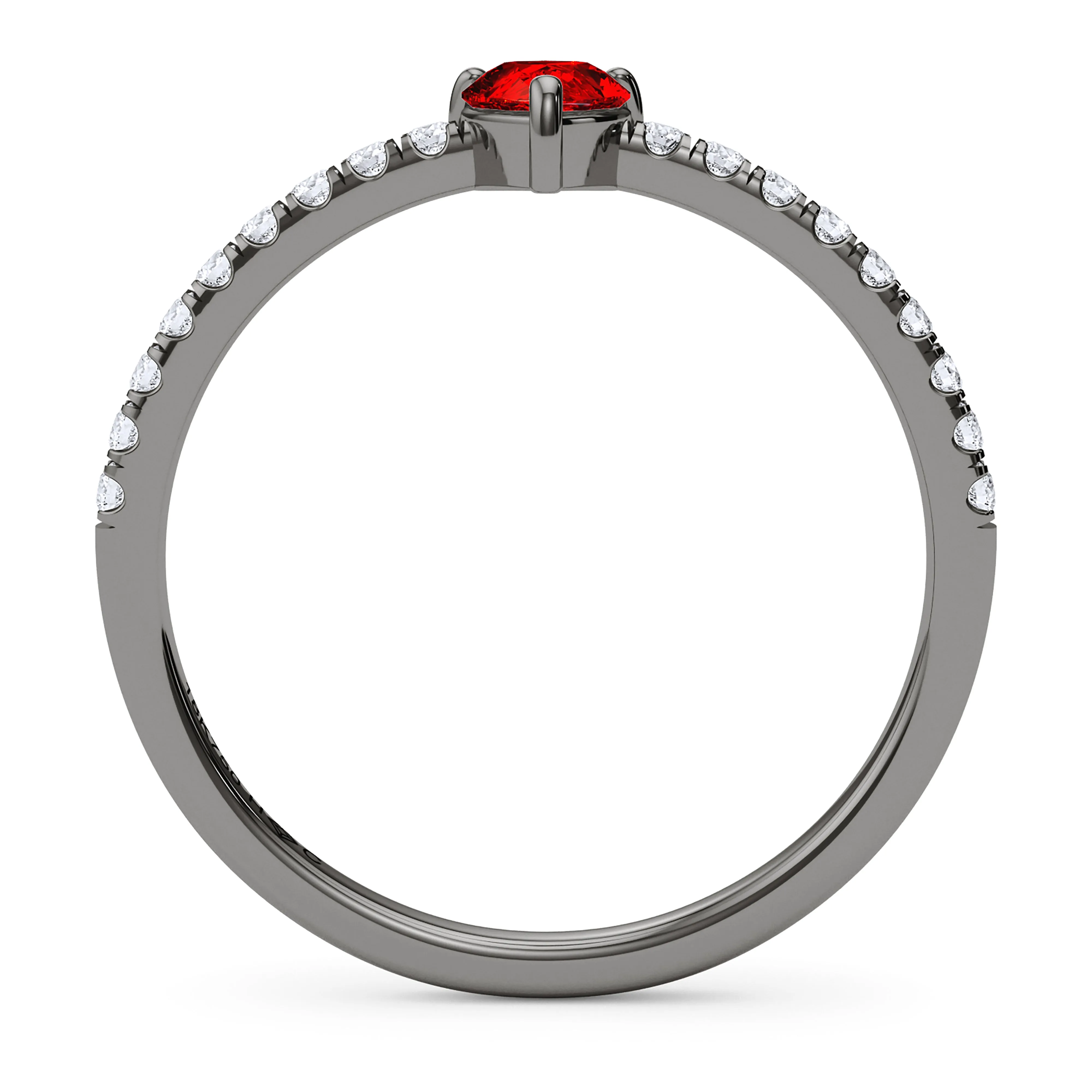 Pear Birthstone and Pave Lab Grown Diamond Ring