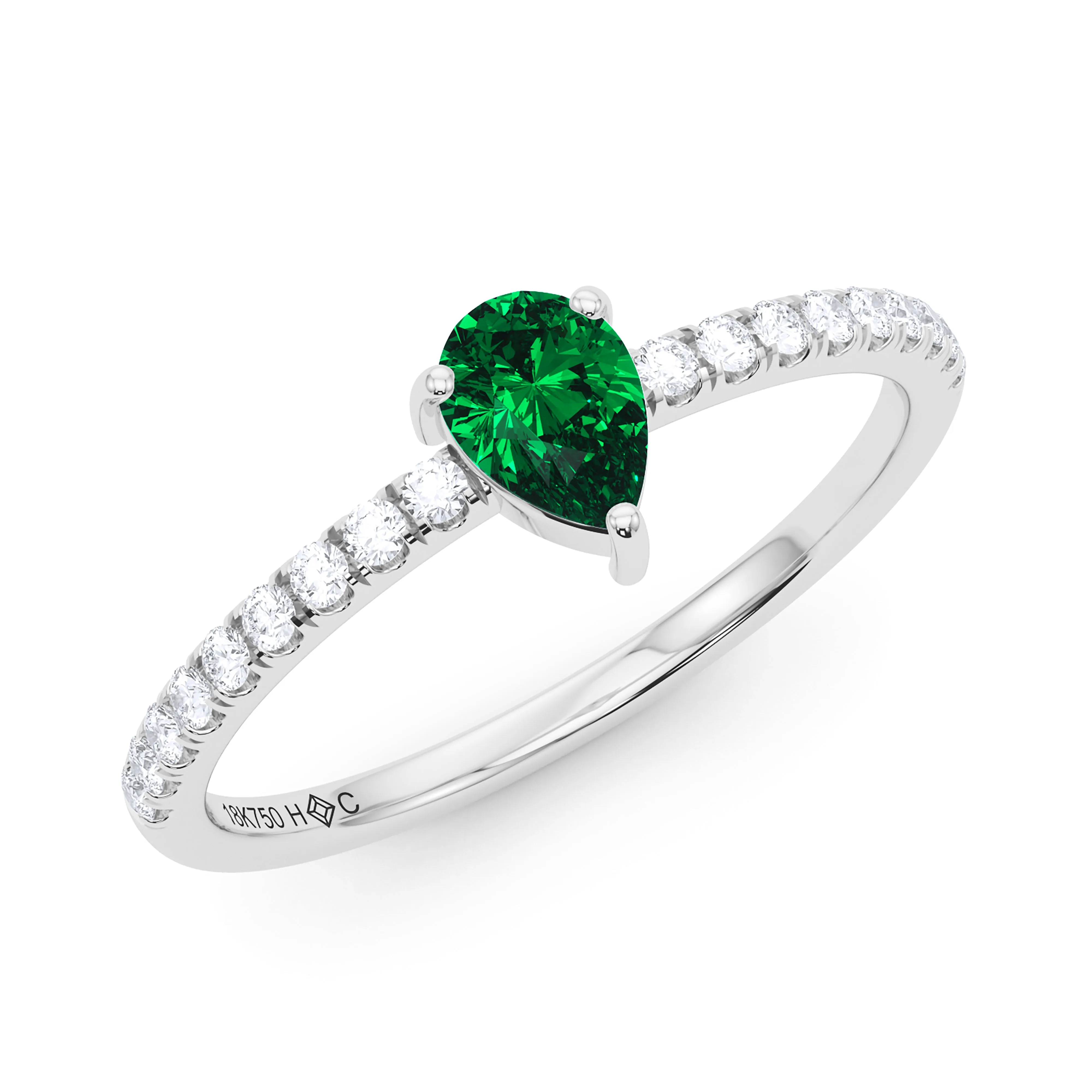 Pear Birthstone and Pave Lab Grown Diamond Ring