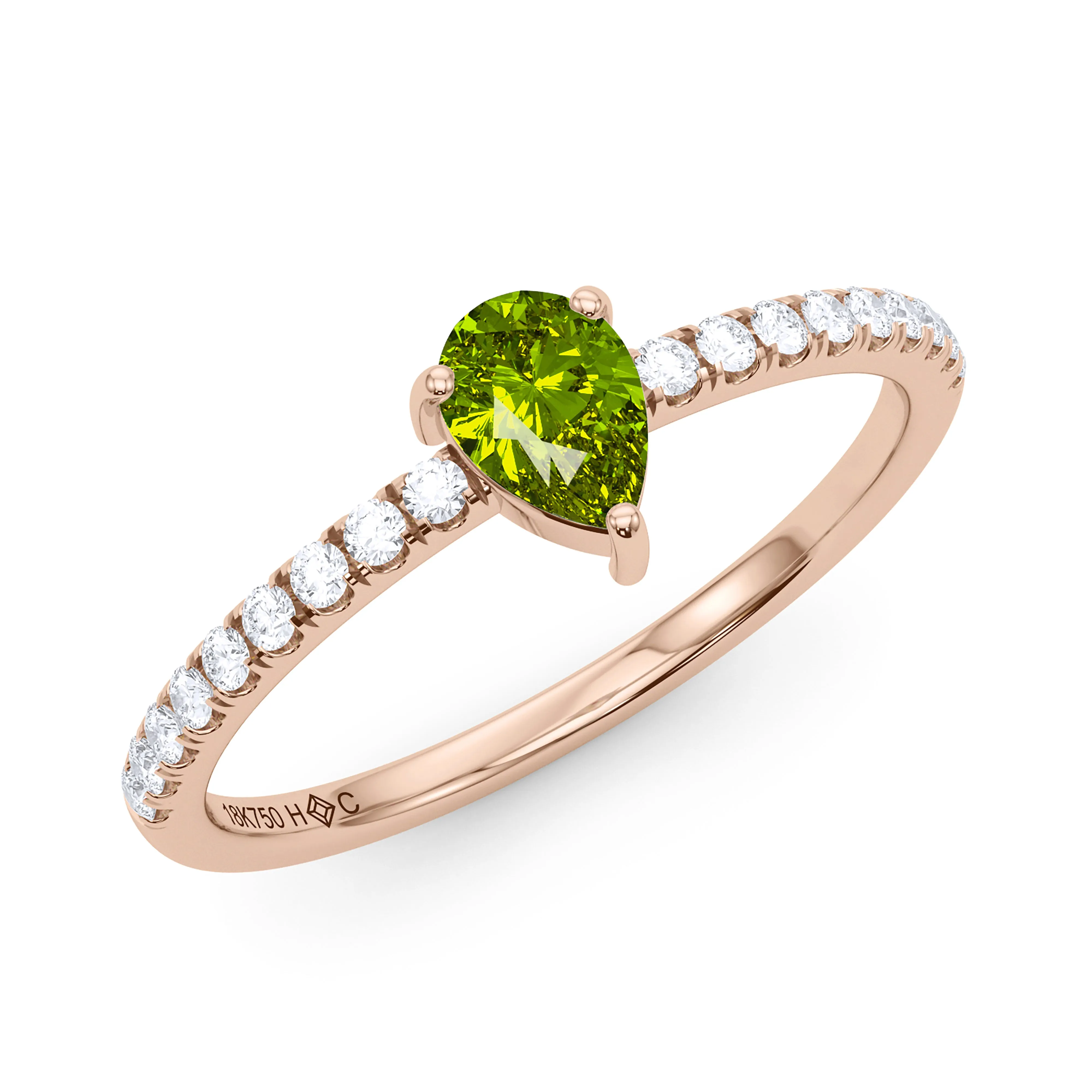 Pear Birthstone and Pave Lab Grown Diamond Ring