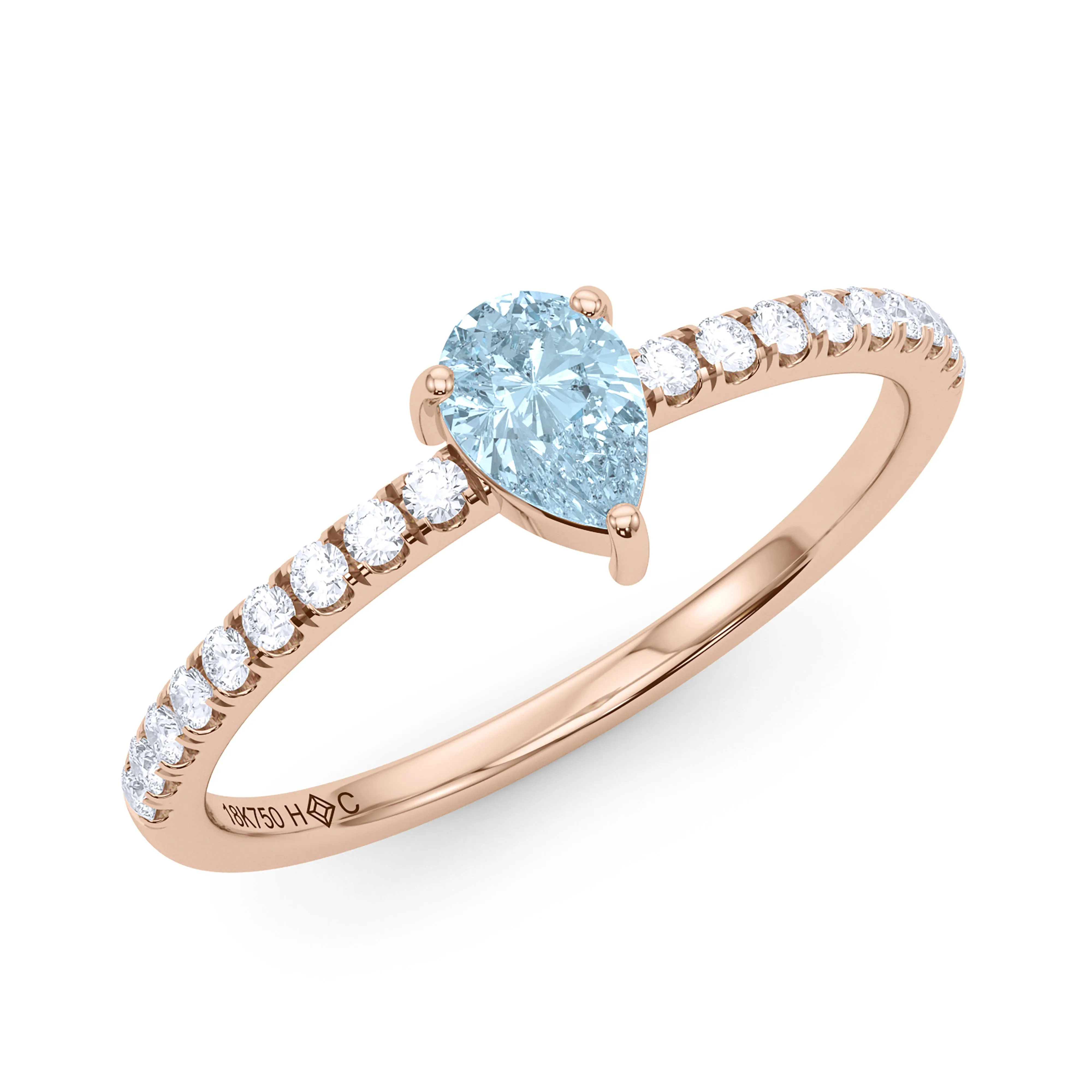 Pear Birthstone and Pave Lab Grown Diamond Ring