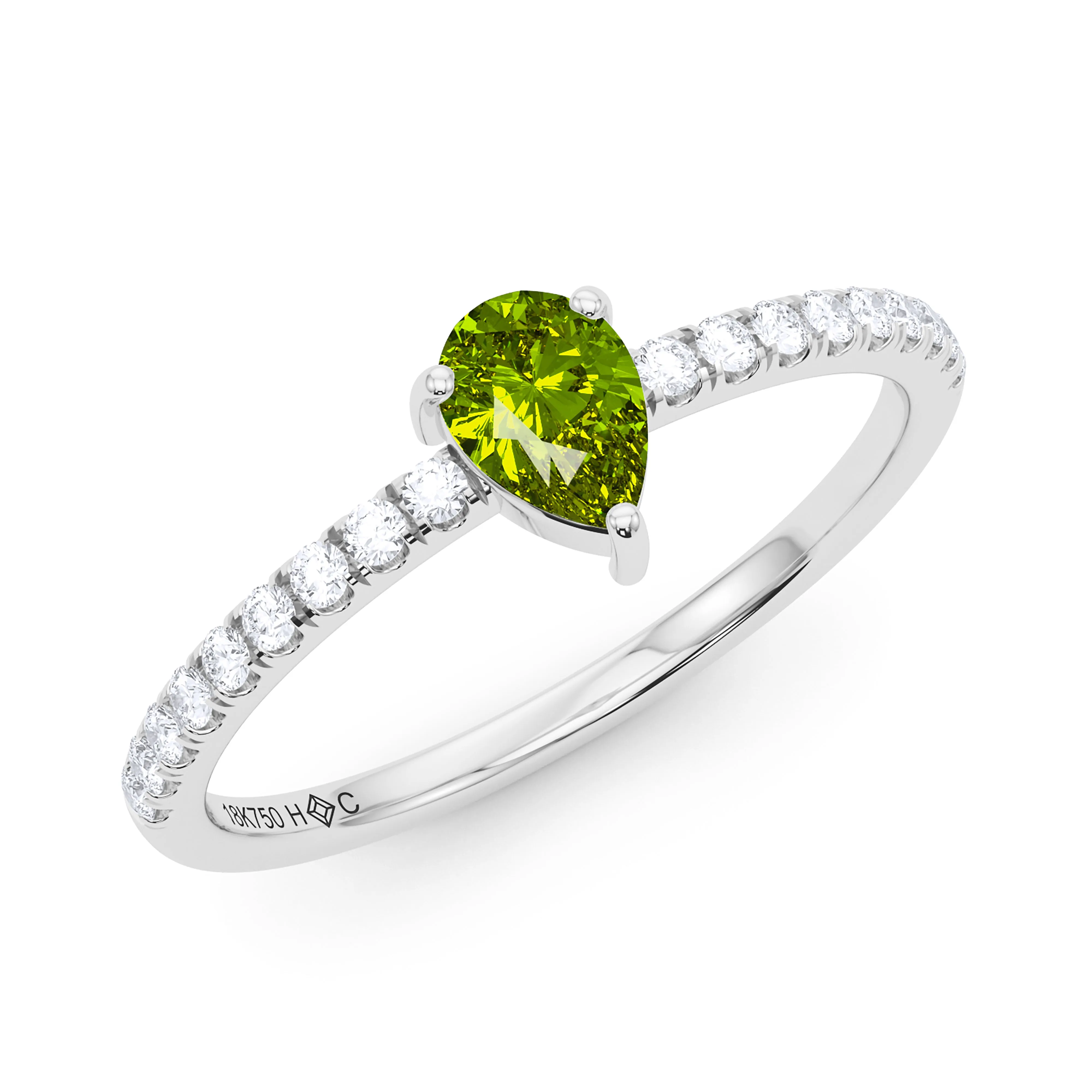 Pear Birthstone and Pave Lab Grown Diamond Ring