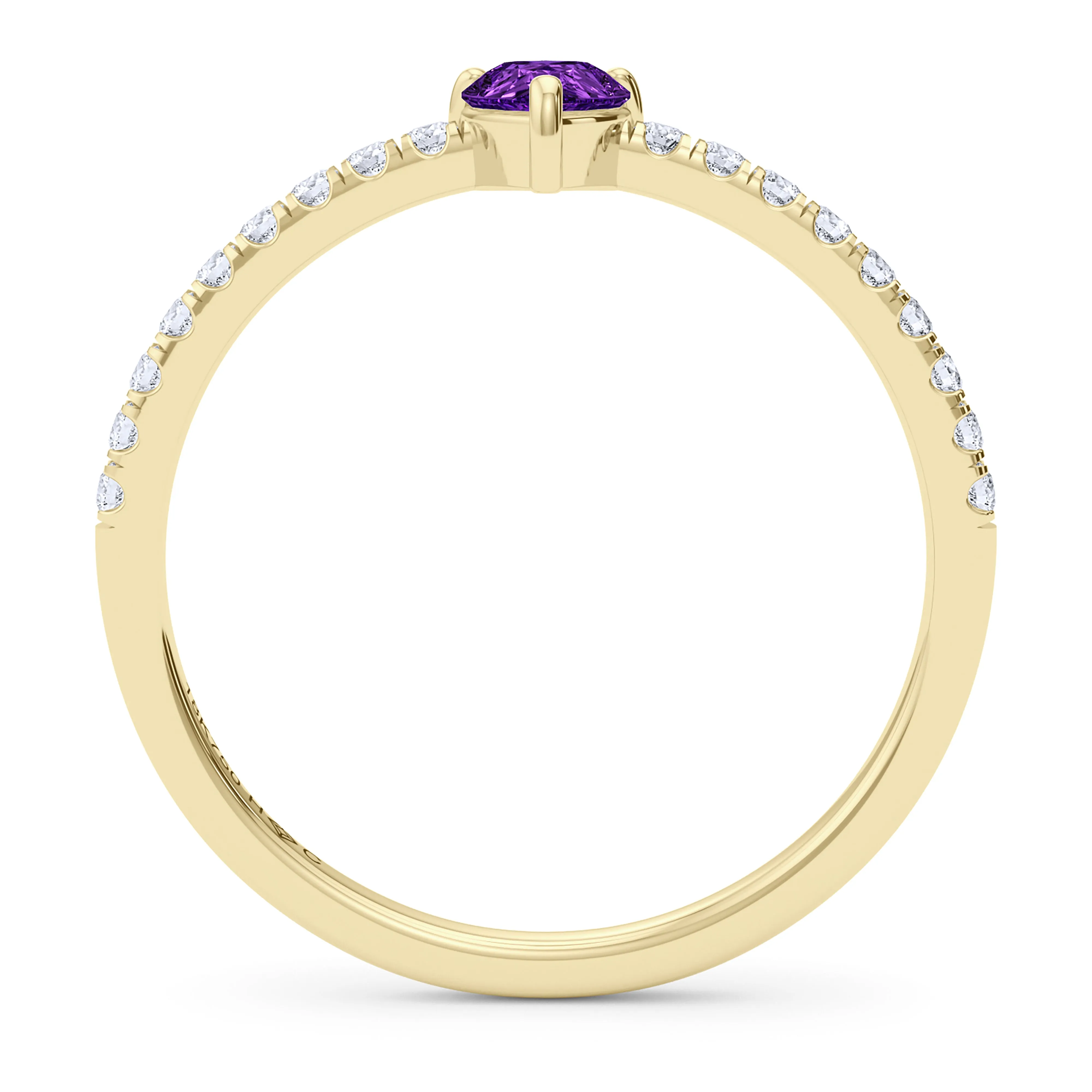 Pear Birthstone and Pave Lab Grown Diamond Ring