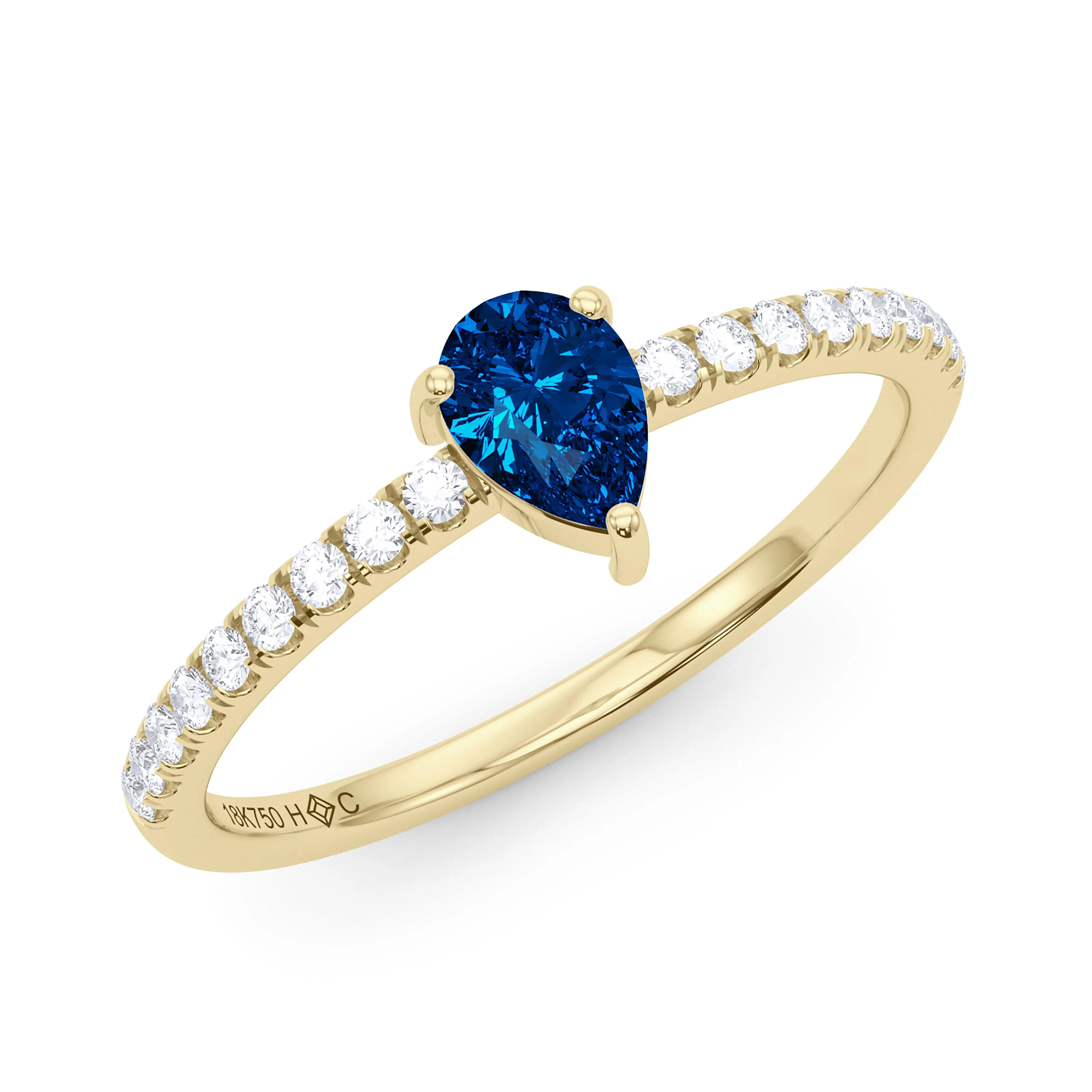 Pear Birthstone and Pave Lab Grown Diamond Ring