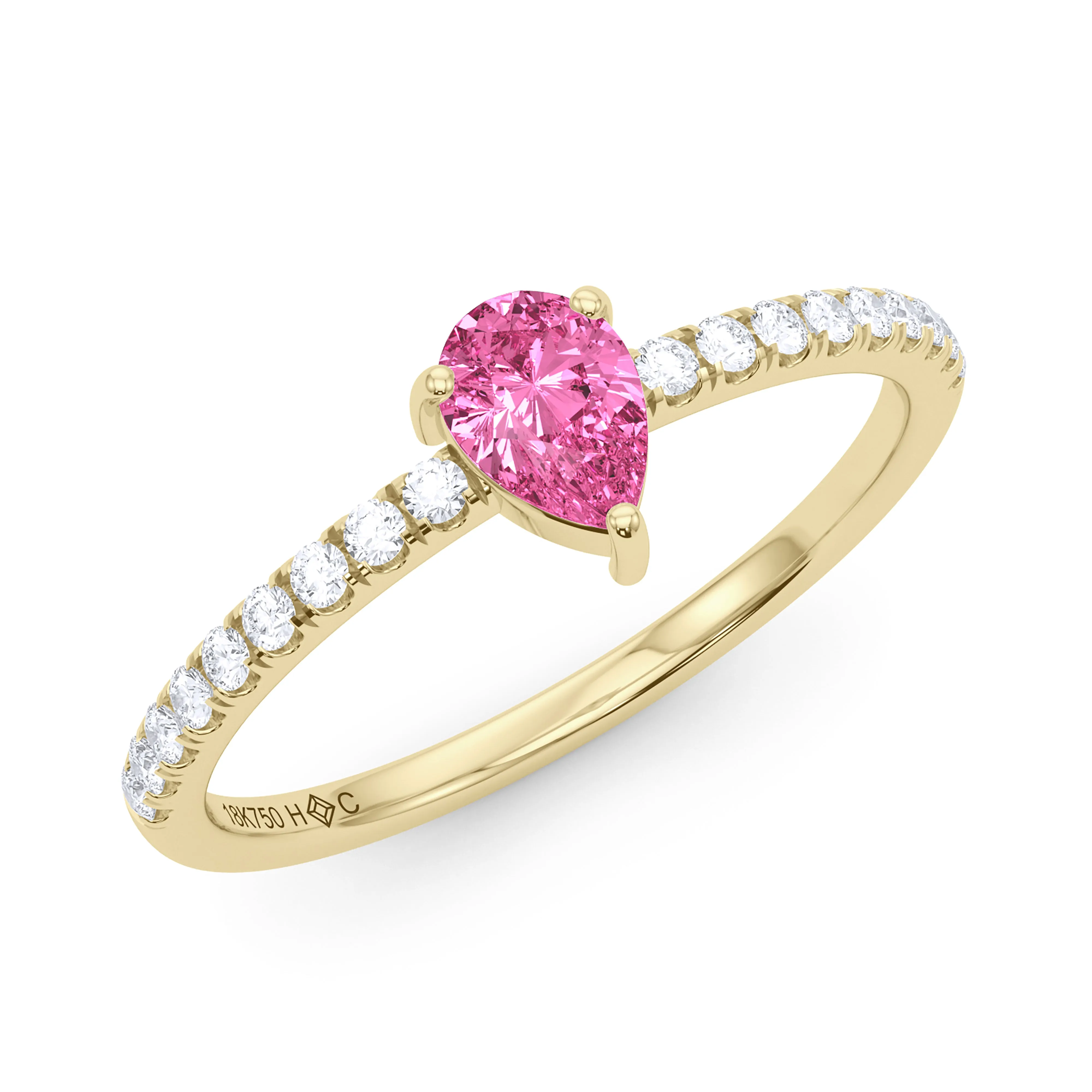 Pear Birthstone and Pave Lab Grown Diamond Ring
