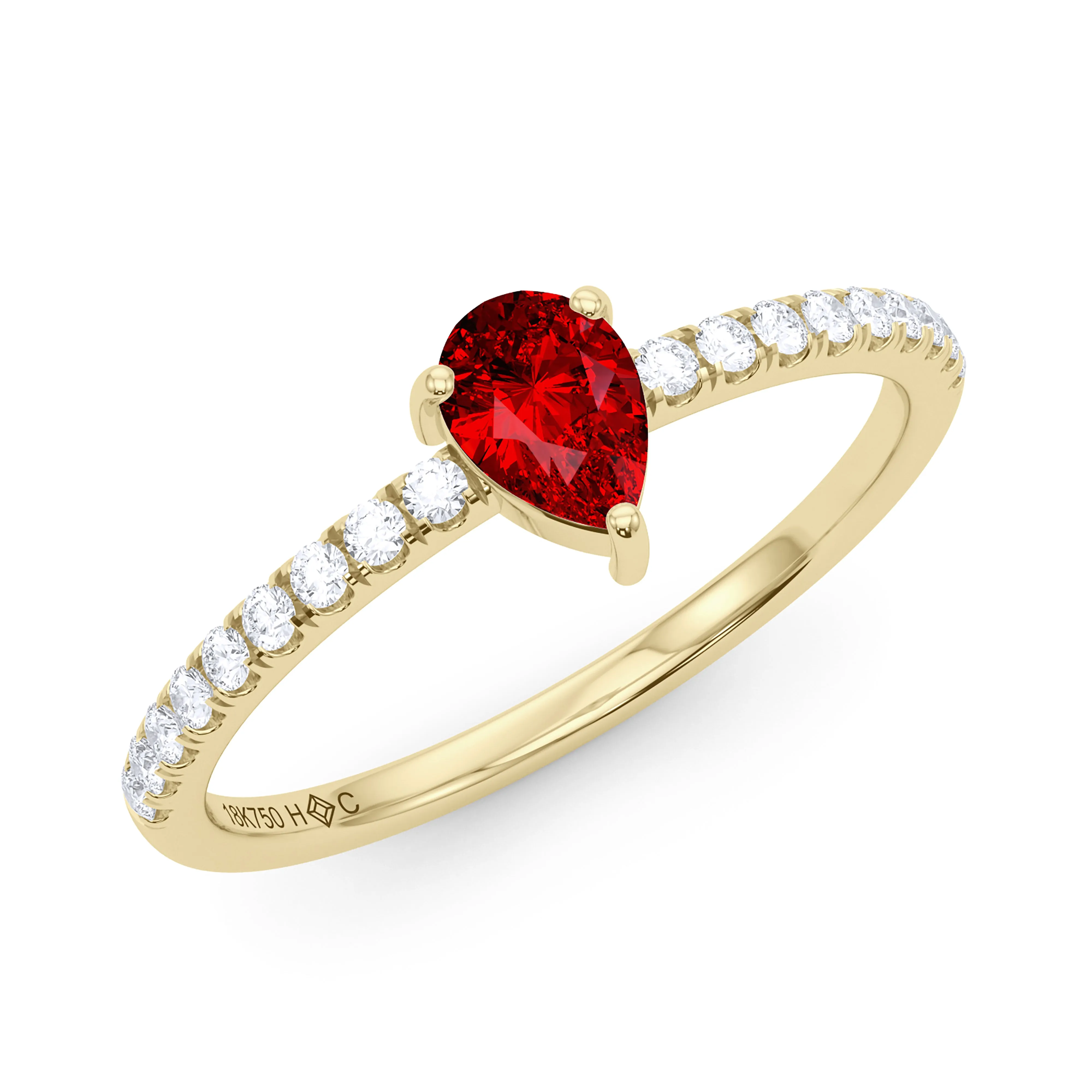 Pear Birthstone and Pave Lab Grown Diamond Ring