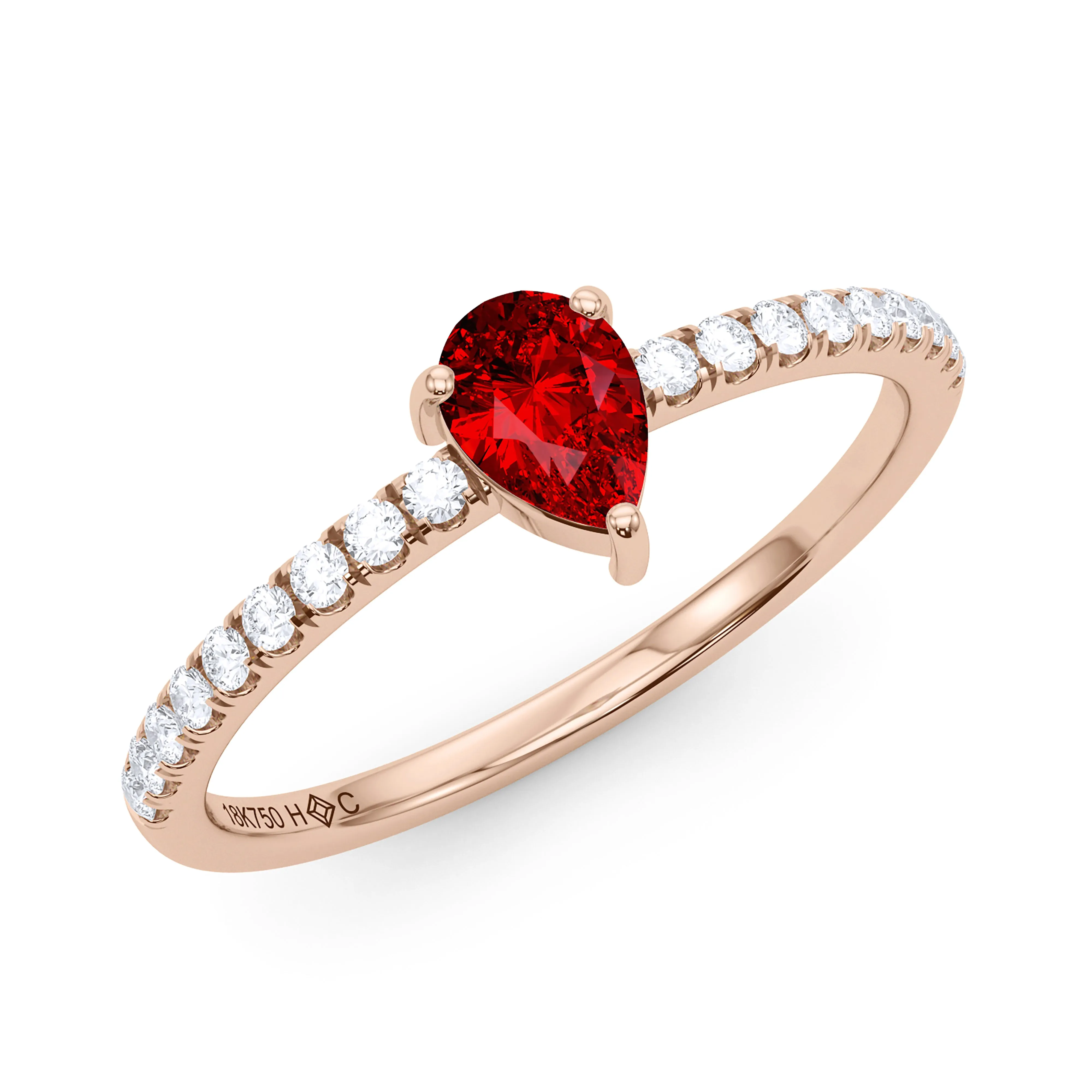 Pear Birthstone and Pave Lab Grown Diamond Ring