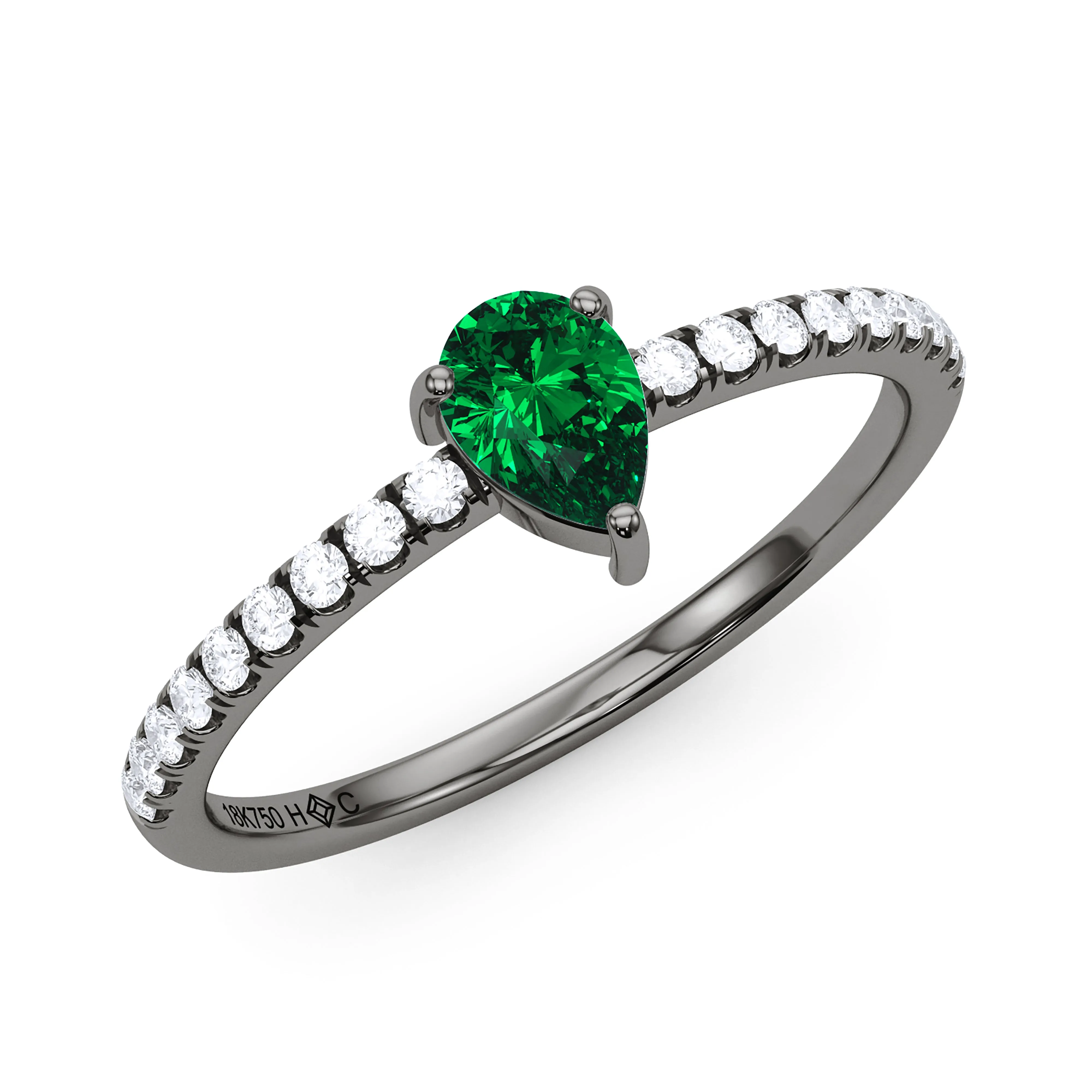 Pear Birthstone and Pave Lab Grown Diamond Ring