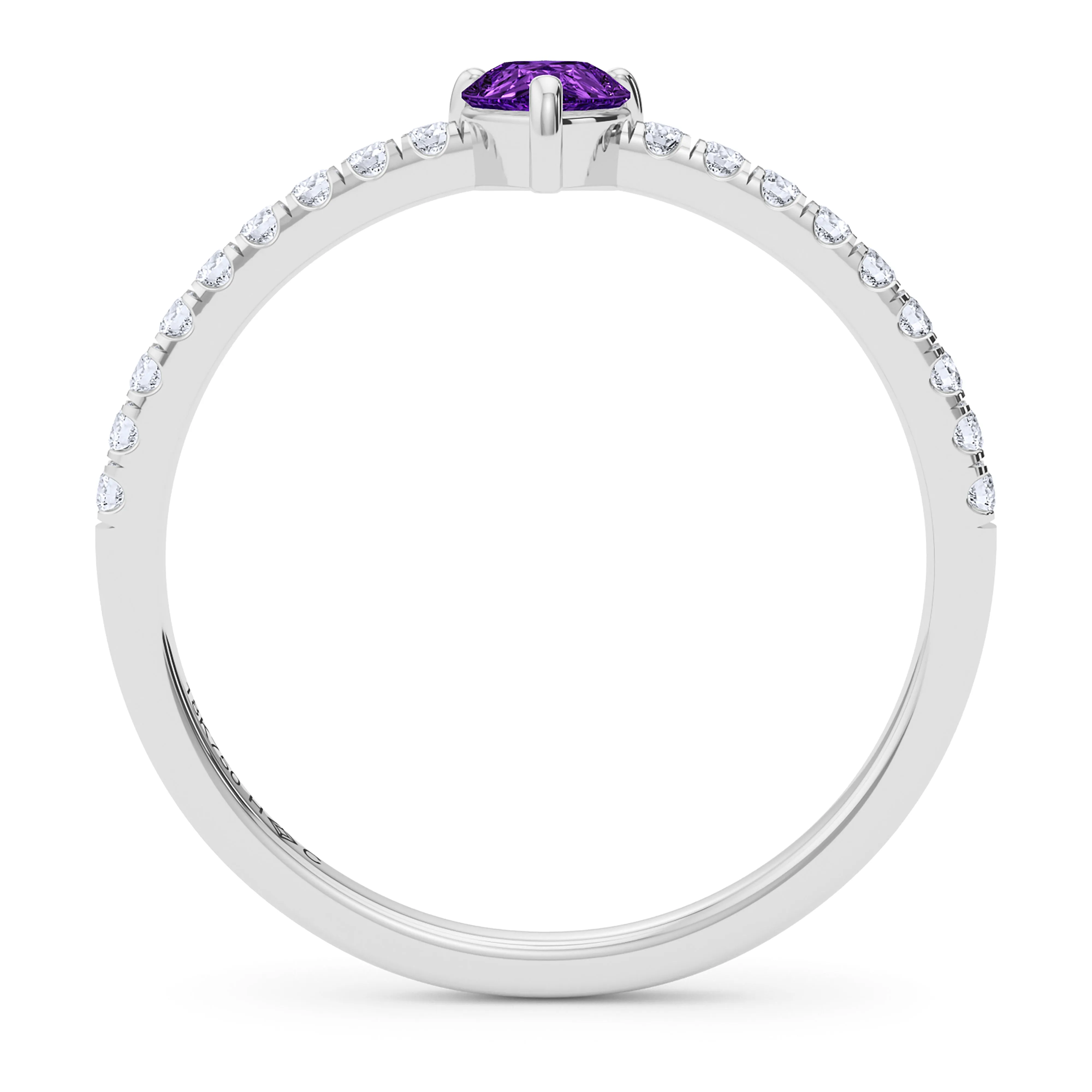 Pear Birthstone and Pave Lab Grown Diamond Ring