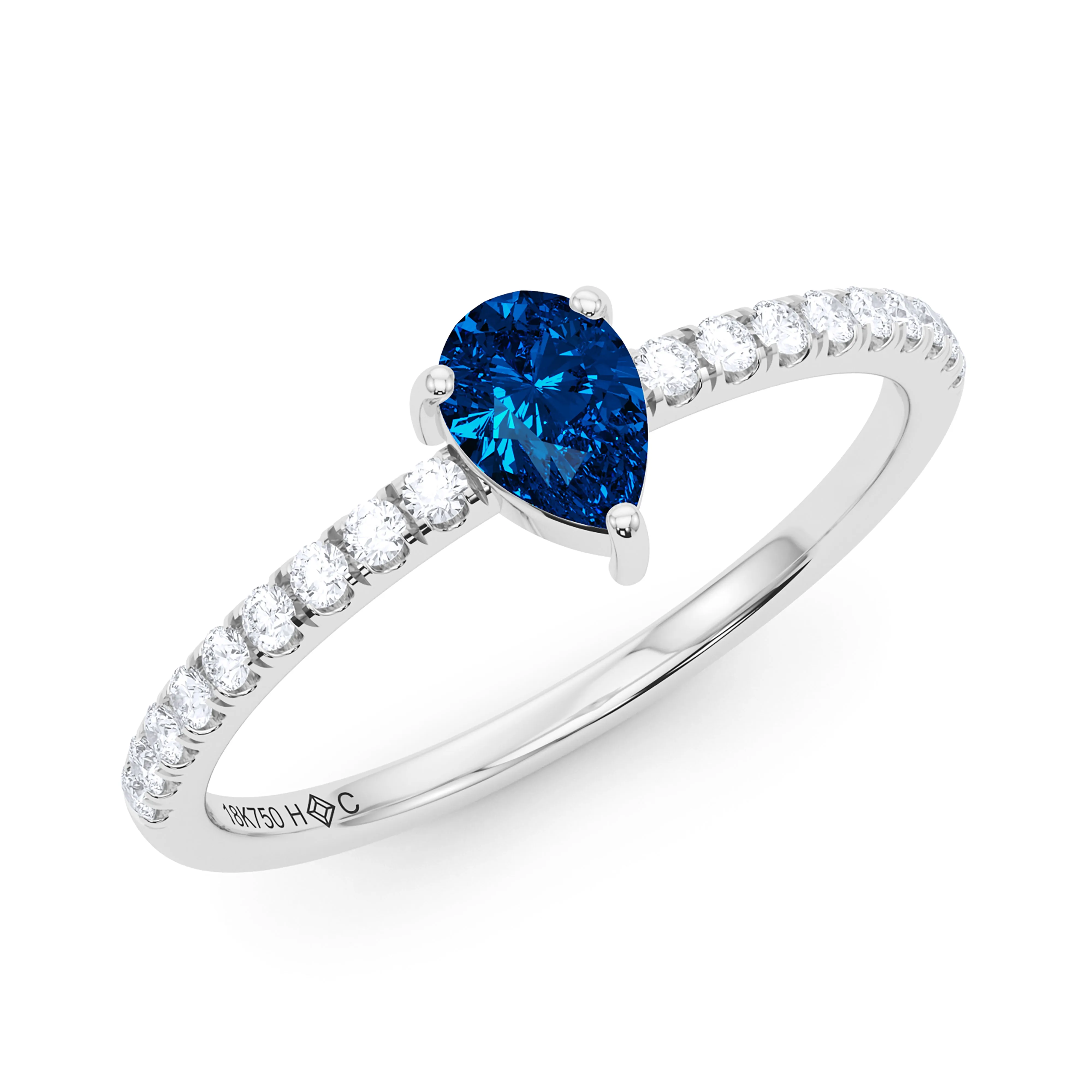Pear Birthstone and Pave Lab Grown Diamond Ring