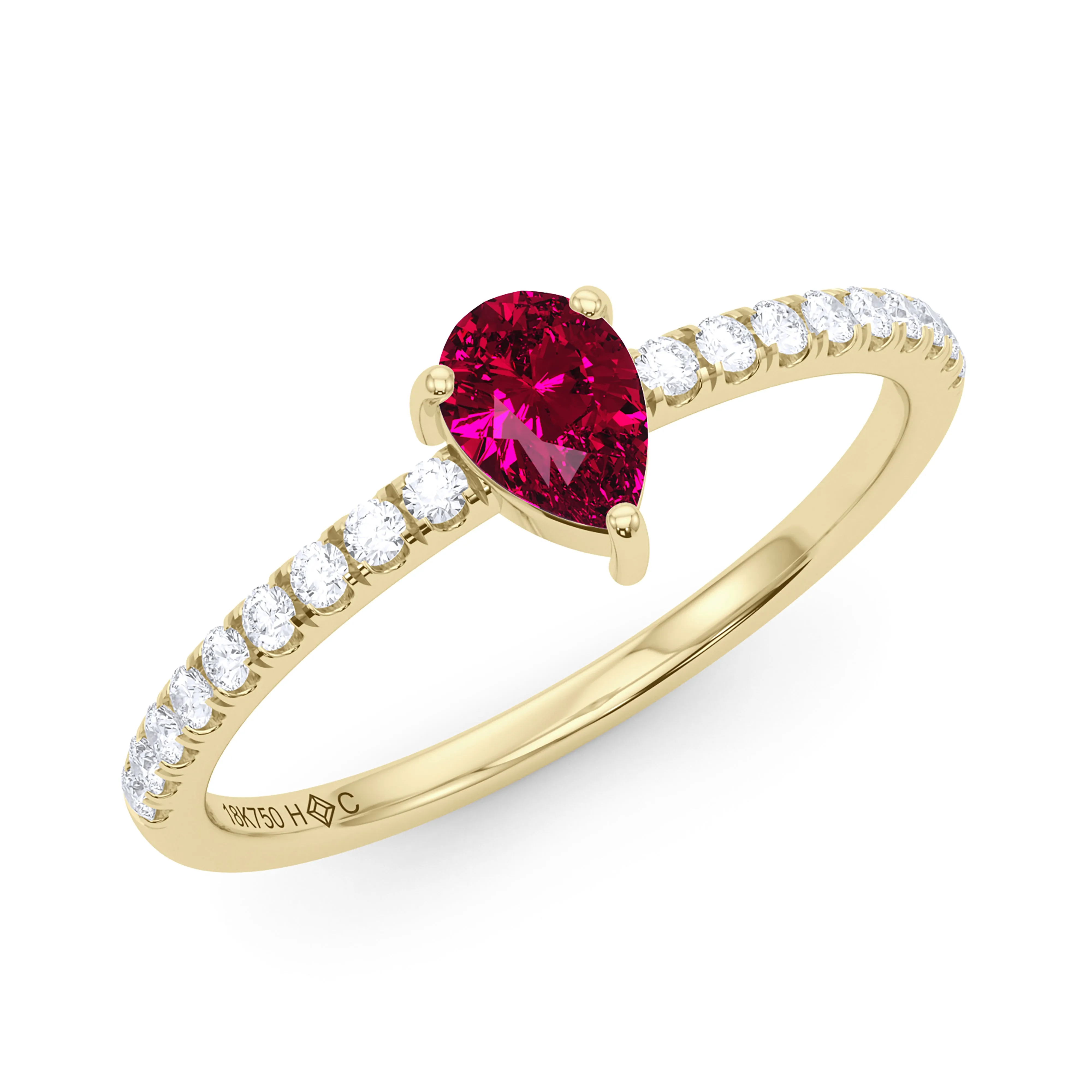 Pear Birthstone and Pave Lab Grown Diamond Ring