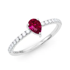 Pear Birthstone and Pave Lab Grown Diamond Ring