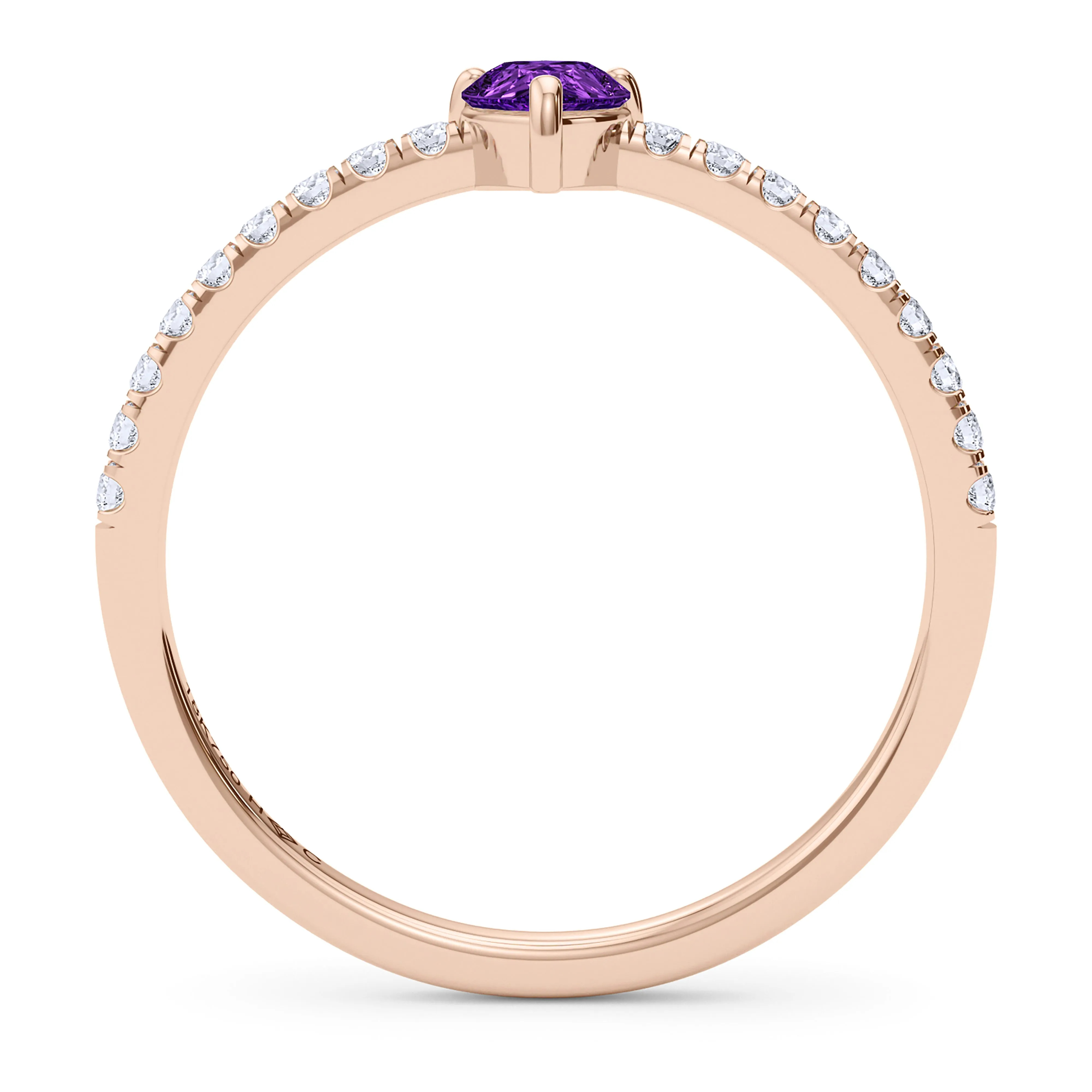 Pear Birthstone and Pave Lab Grown Diamond Ring