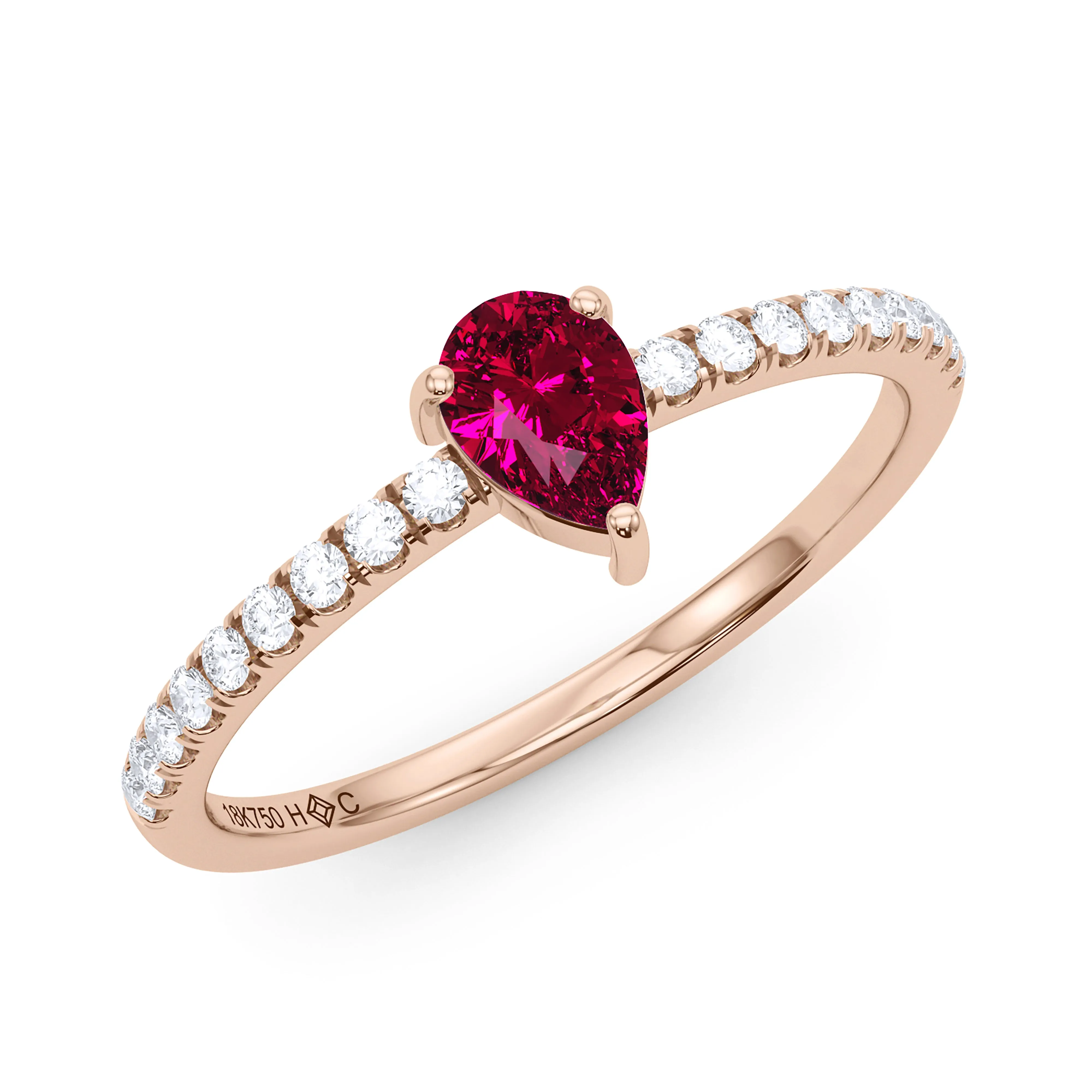 Pear Birthstone and Pave Lab Grown Diamond Ring