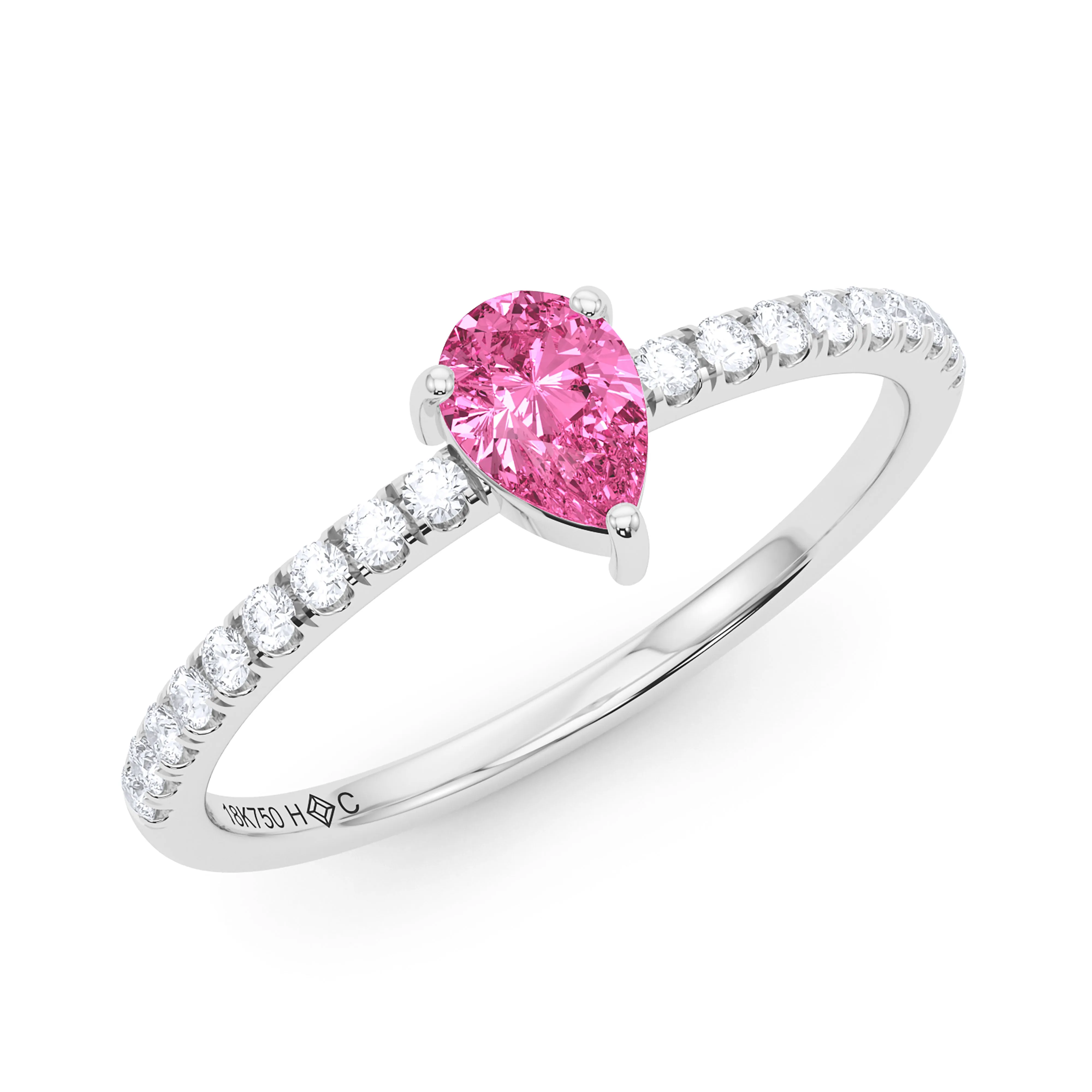 Pear Birthstone and Pave Lab Grown Diamond Ring