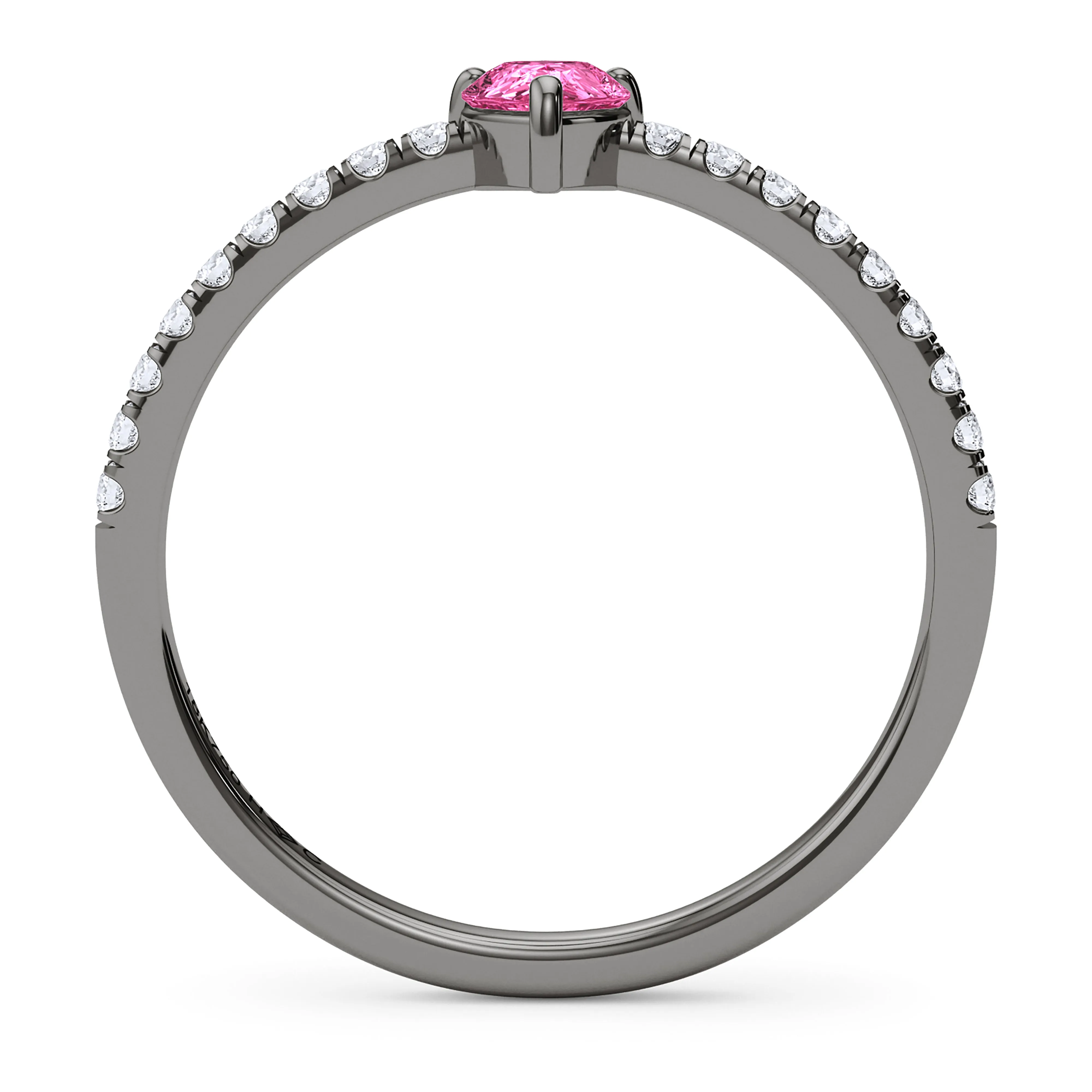 Pear Birthstone and Pave Lab Grown Diamond Ring