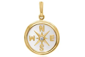 Pendant 14kt Gold Mother of Pearl Compass