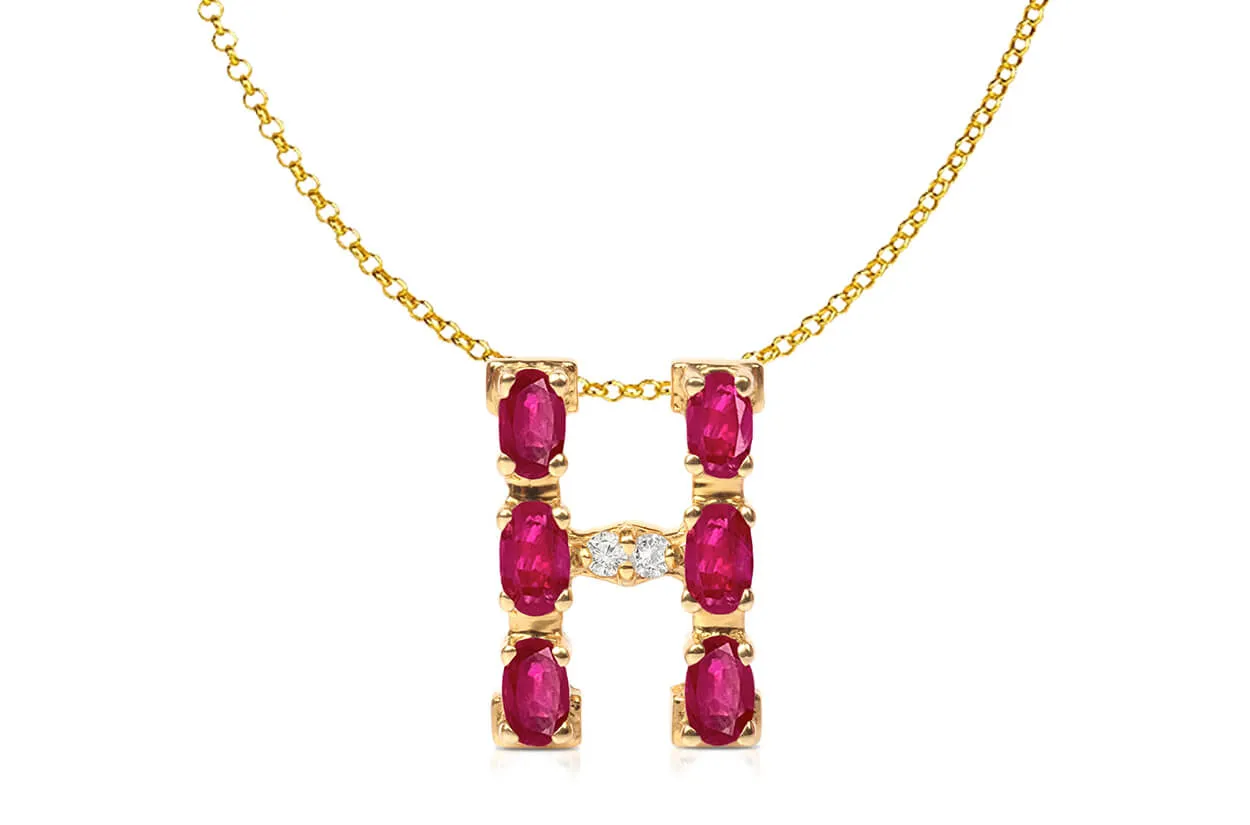 Pendant Letter H Initial 18kt Gold