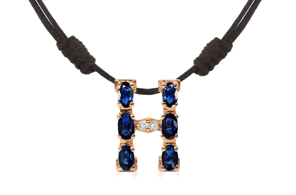 Pendant Letter H Initial 18kt Gold